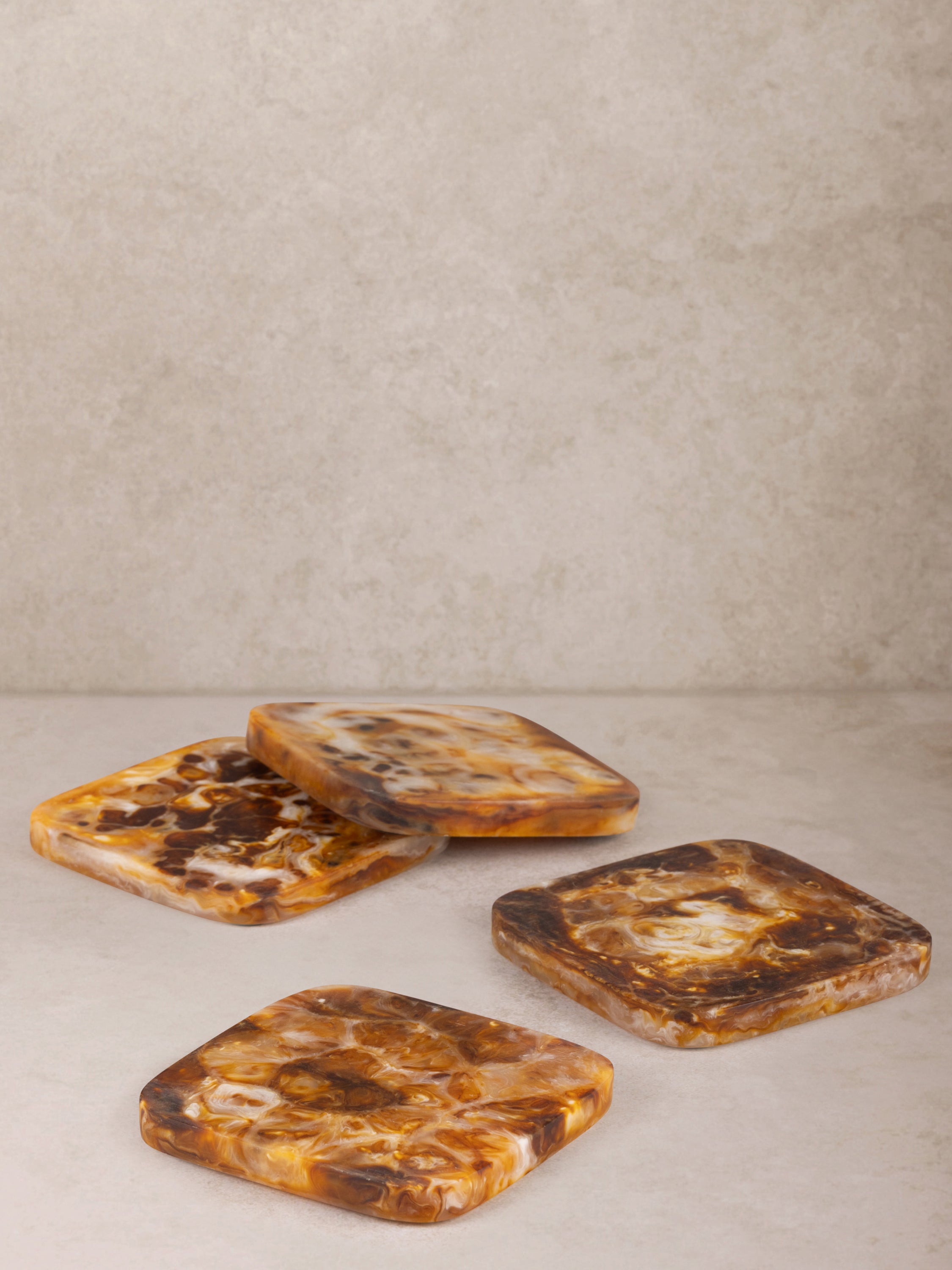 Premium square resin coasters, perfect for modern home decor