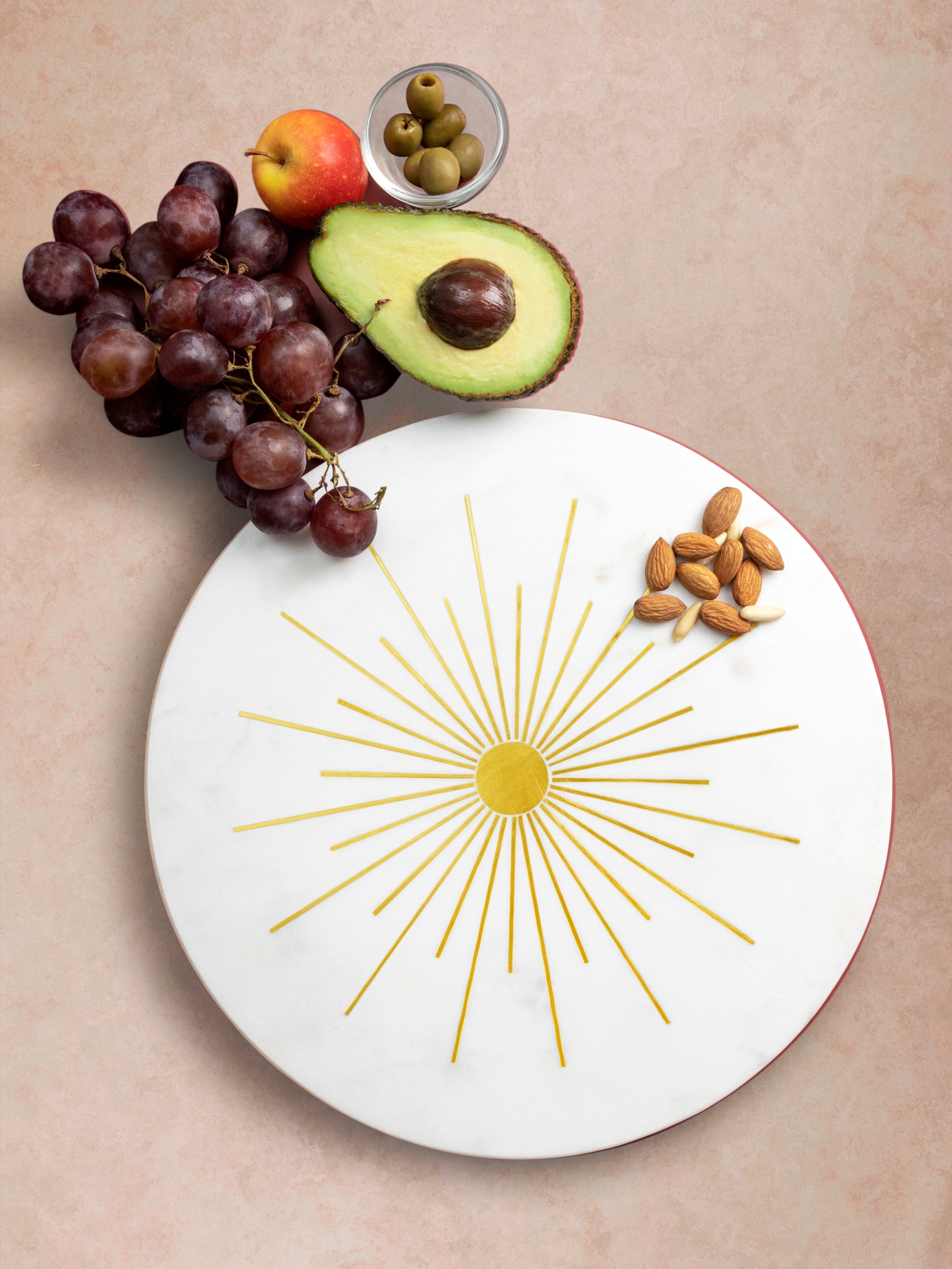 Sunshine Radiant Cheese Board – marble Serving Essentials, close-up detail