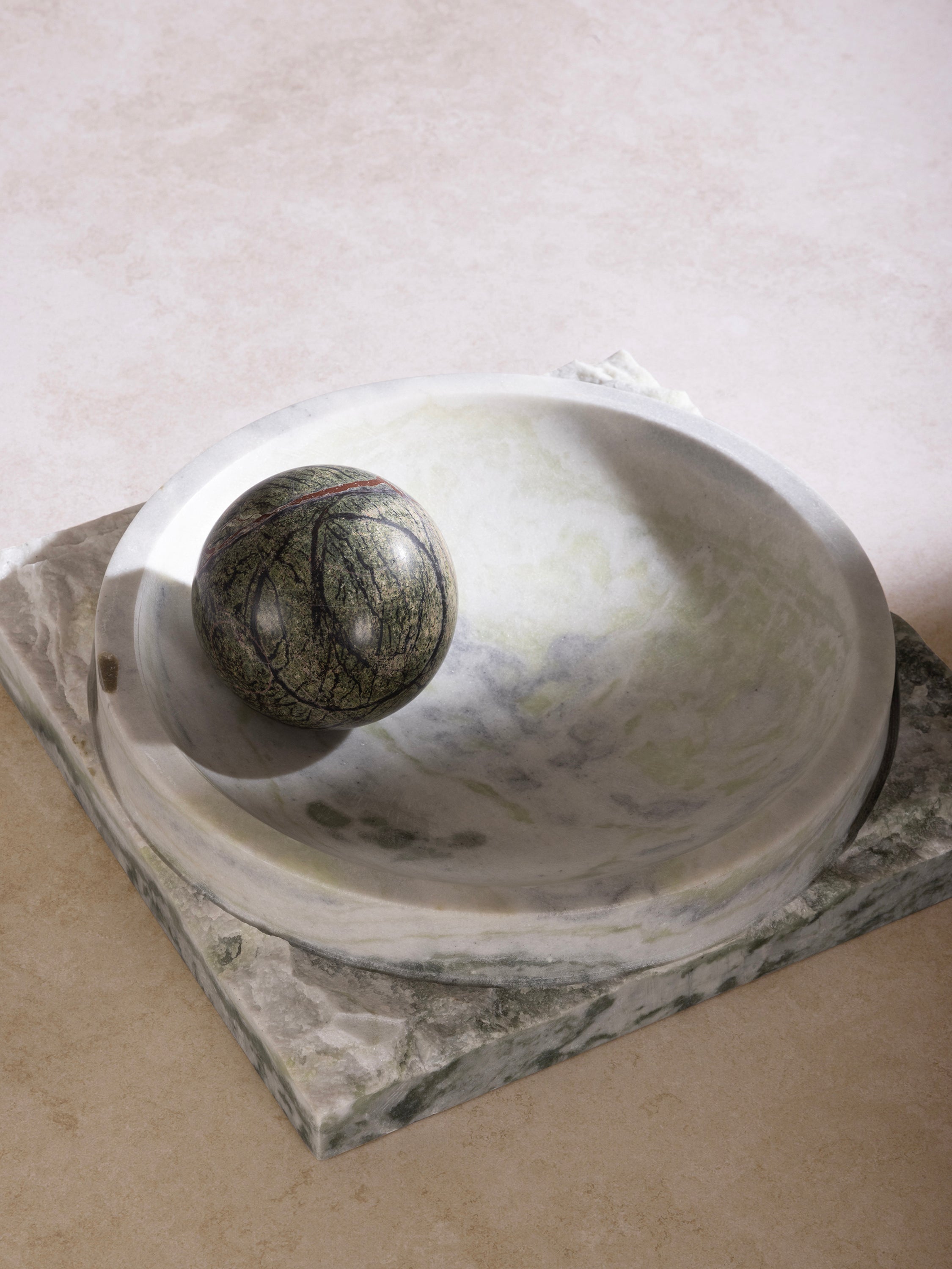 Handcrafted Green Onyx Marble Bowl with a raw edge design, adding a touch of luxury to any space