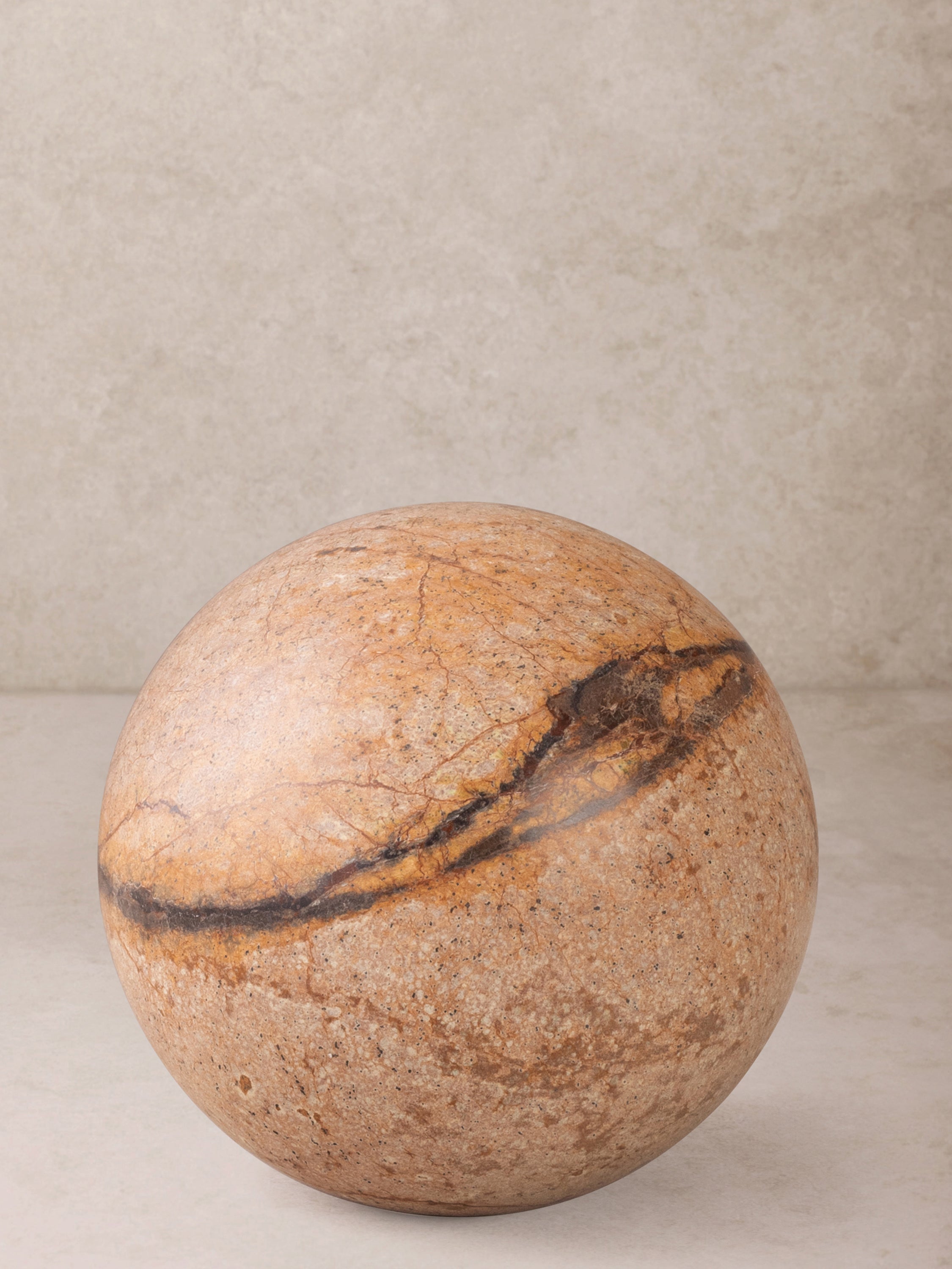 Forest onyx marble decorative sphere in chestnut brown