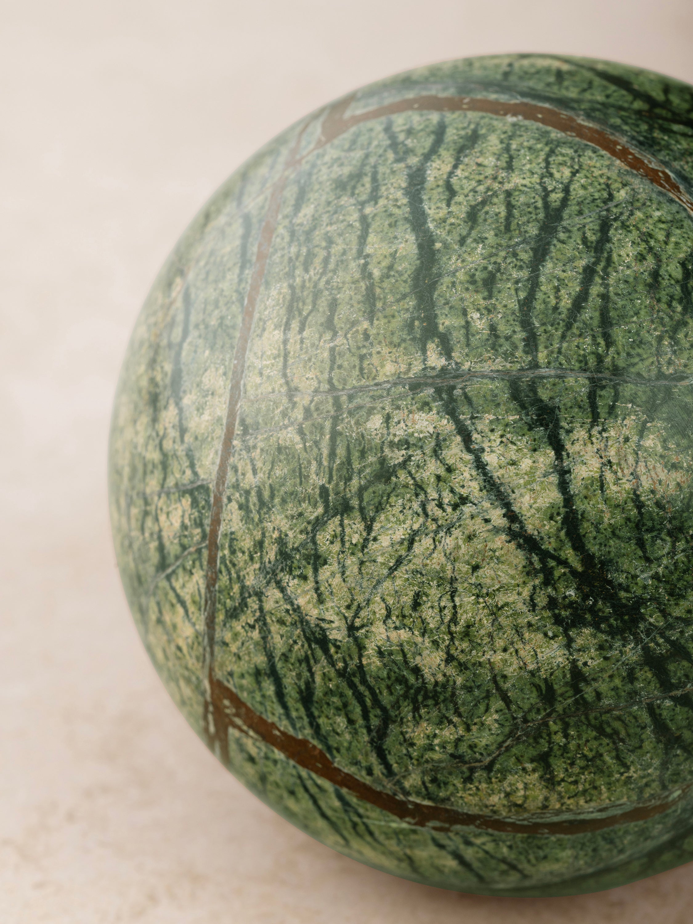 Artisanal Green Decorative Sphere – Ideal for Desk, Mantel, or Coffee Table