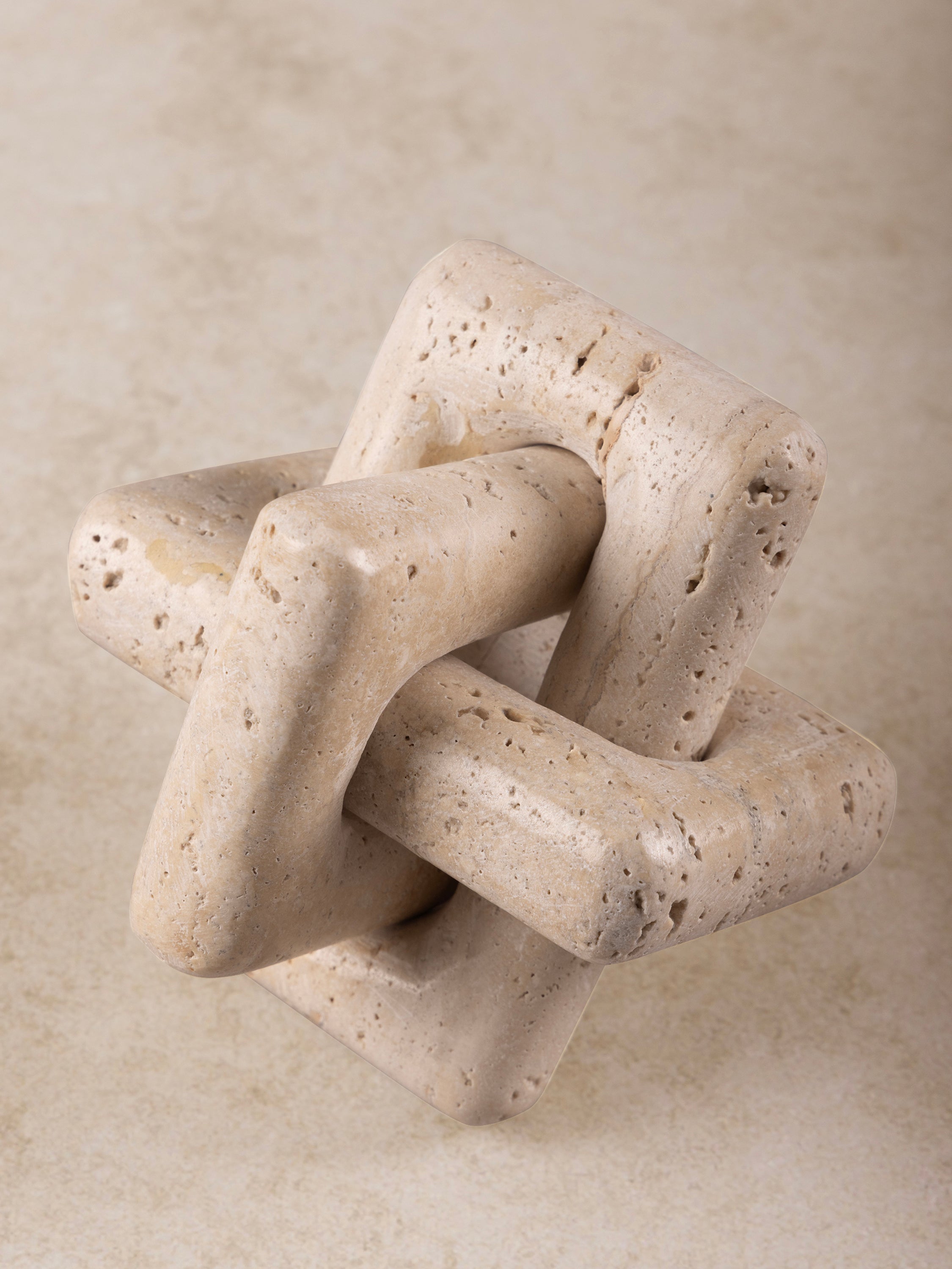 Otago beige travertine knot sculpture decorative accent