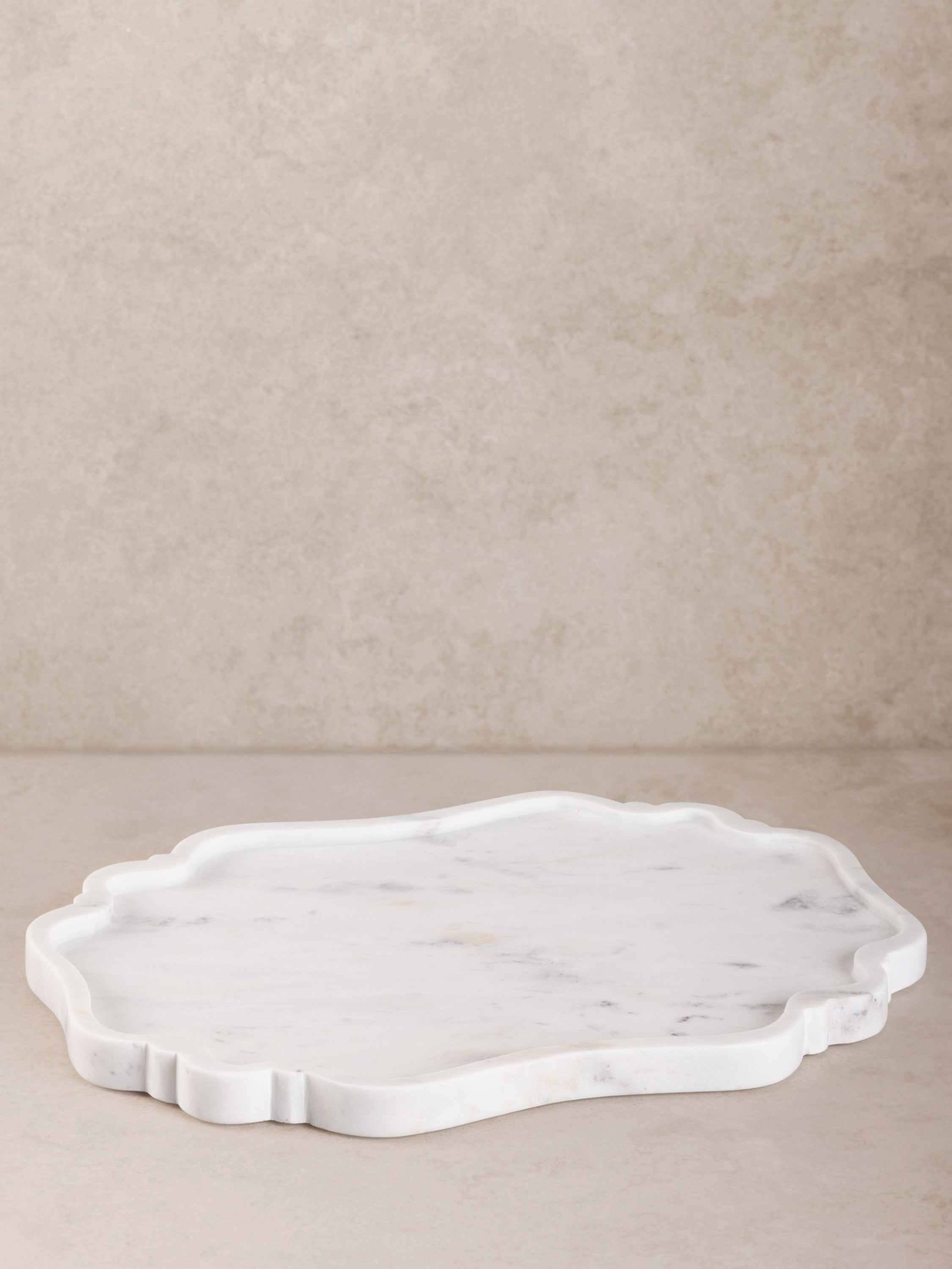 Close-up of marble veining and polished edges in Cascade Tray
