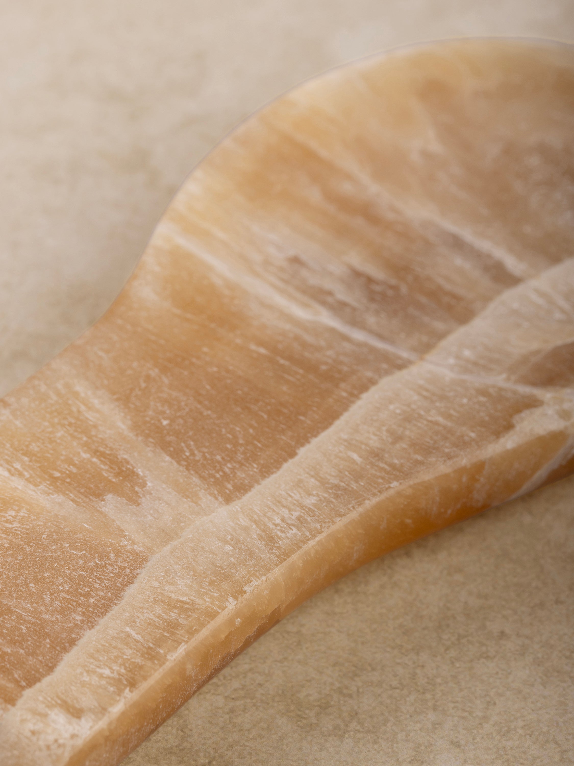 Close-up showing natural veins and polish of Tunisia Onyx Spoon Rest