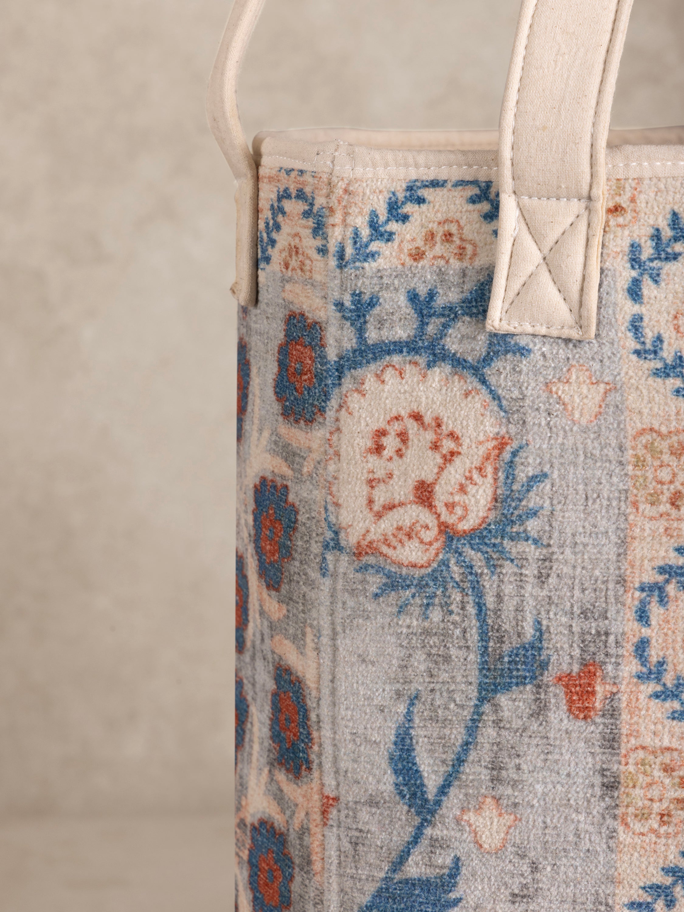 Gilmore storage basket with multicolor floral design and sturdy form — refined household accent