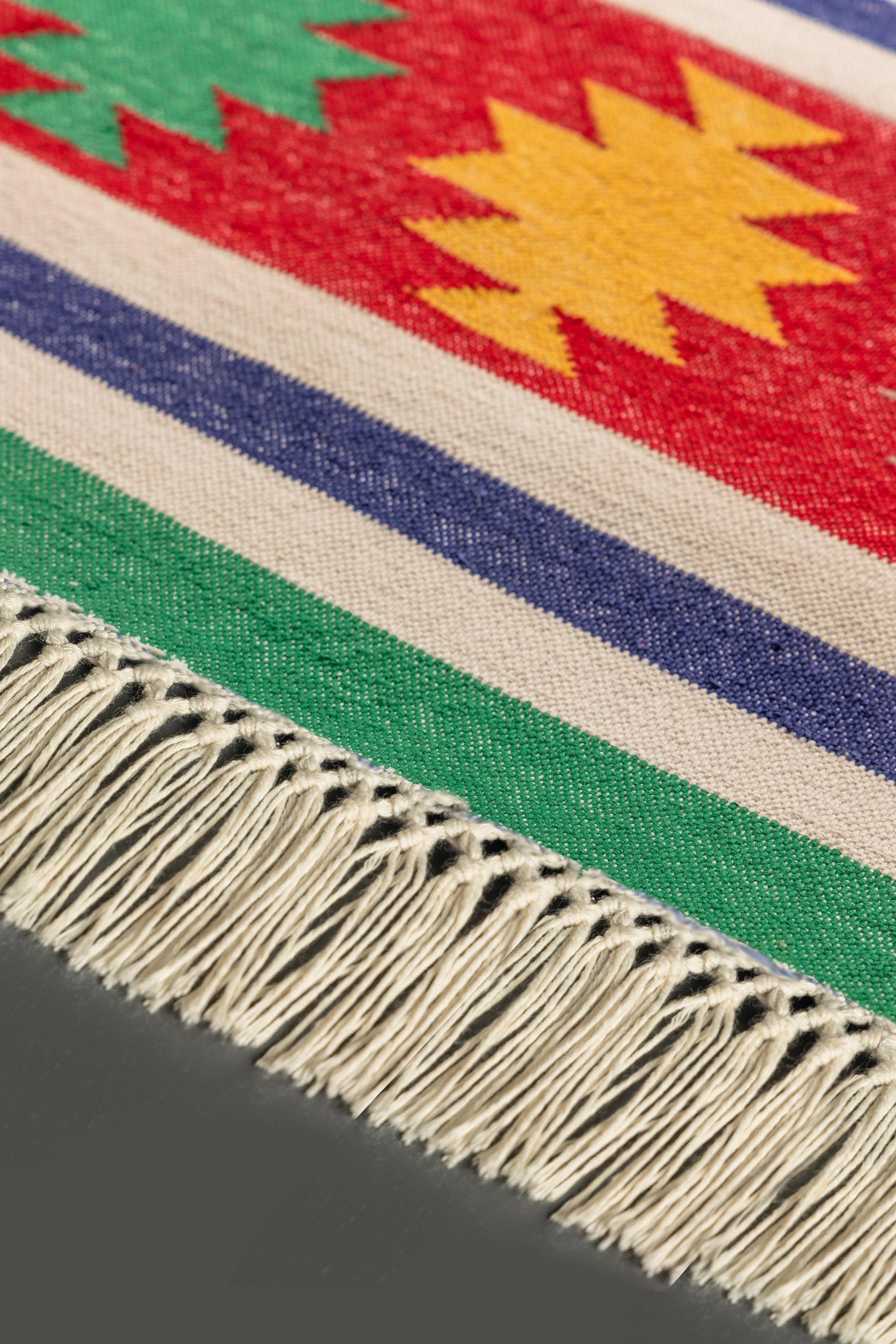 Ethnic-inspired long Kilim runner rug with vibrant hues, perfect for hallways and bohemian decor
