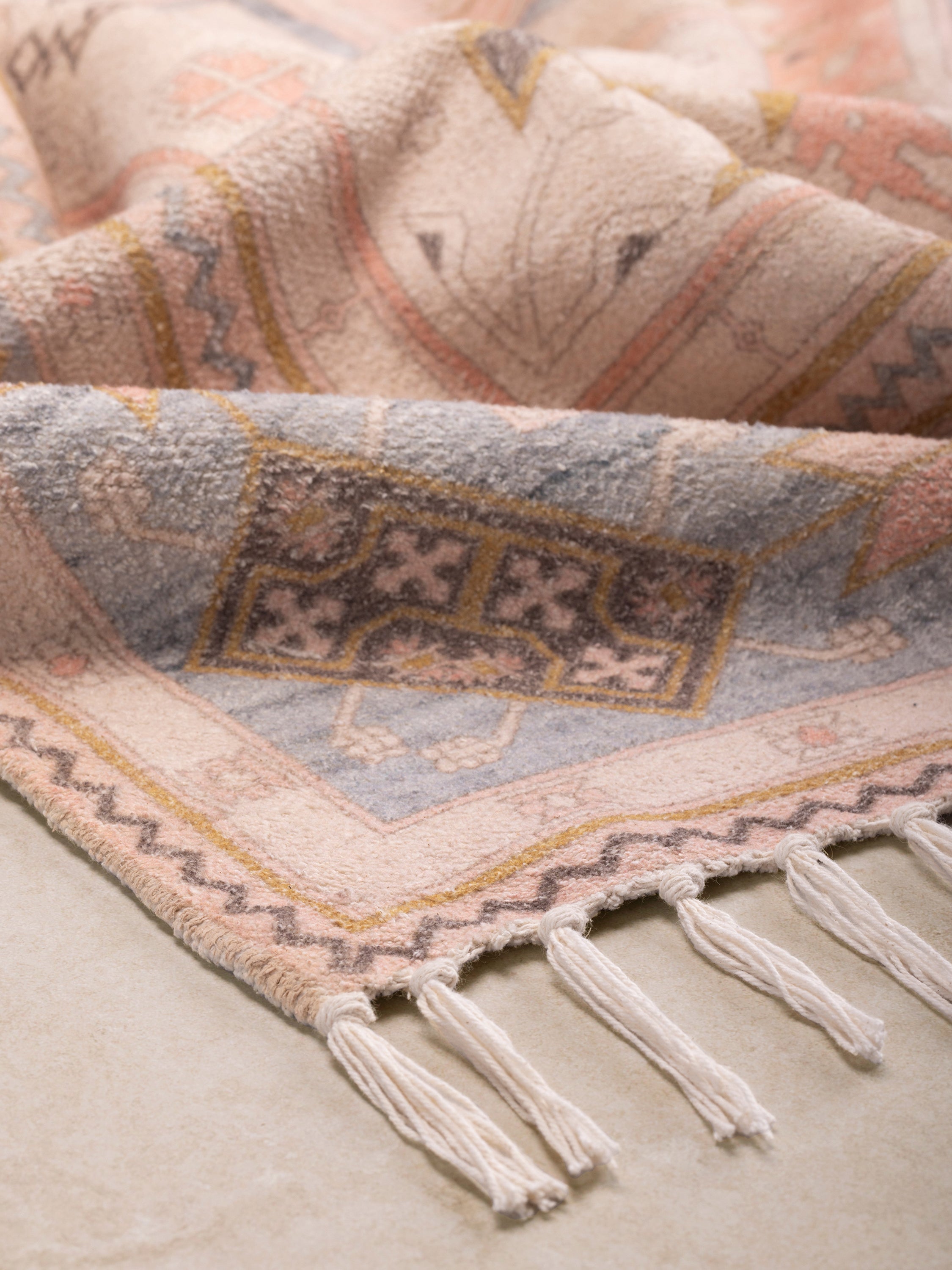 Delmar 5×8 printed cotton rug with pastel design and fine weave — subtle texture