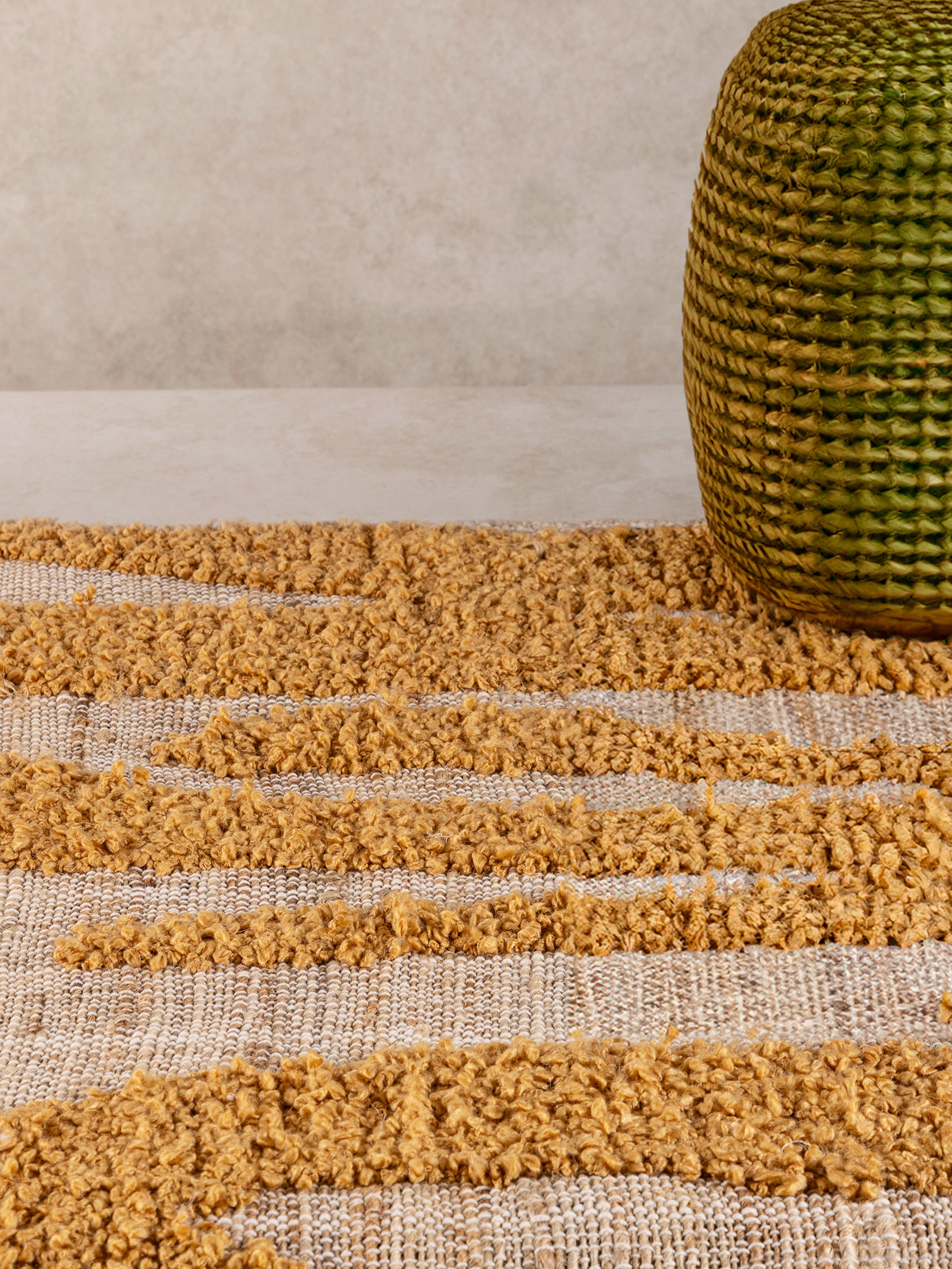 Juliet 5×8 area rug made from jute and cotton with high-low texture — luxury handcrafted floor accent