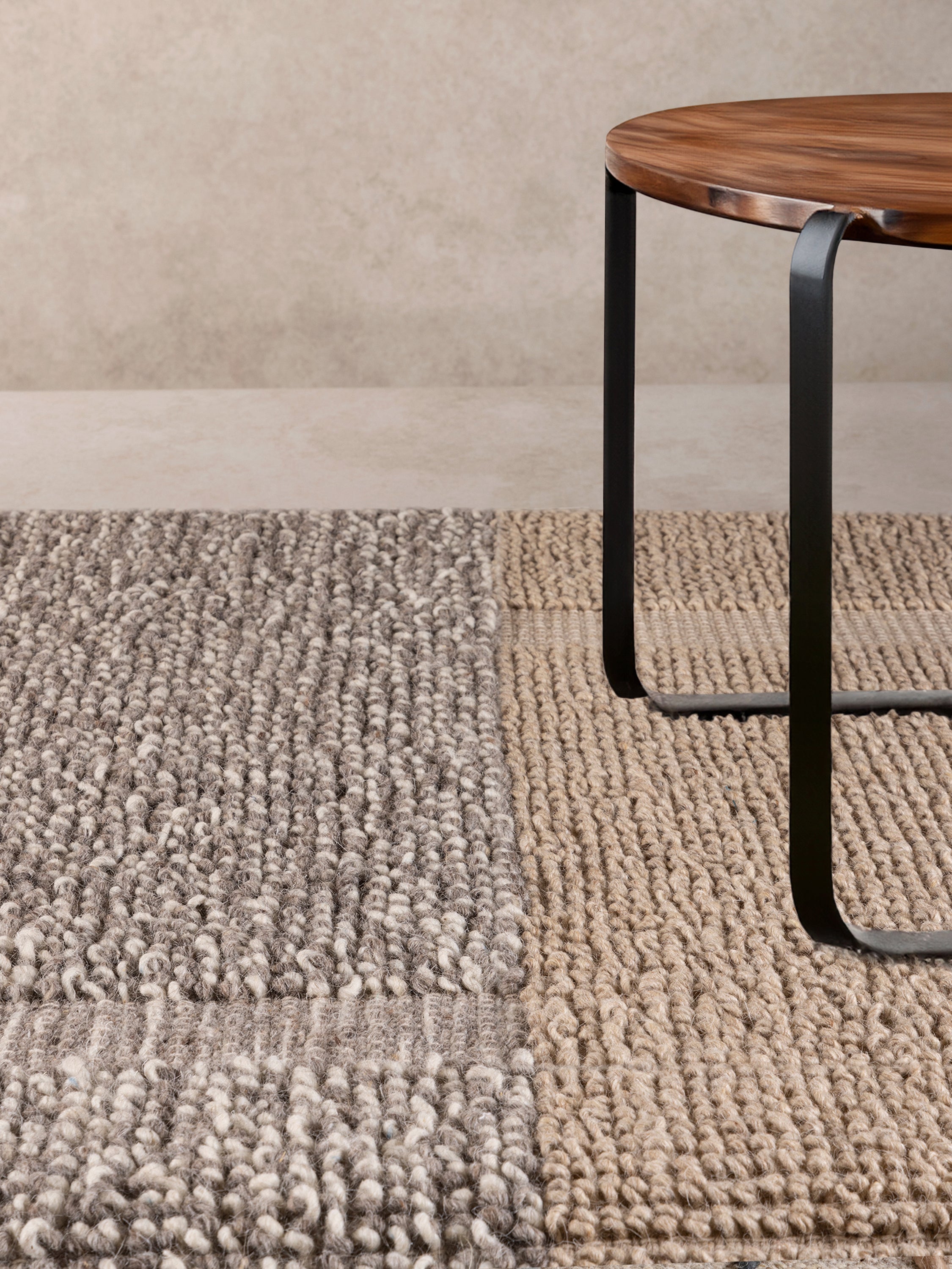 Kalahari 5×8 area rug with multi-textured surface and varied pile heights — luxury artisan design