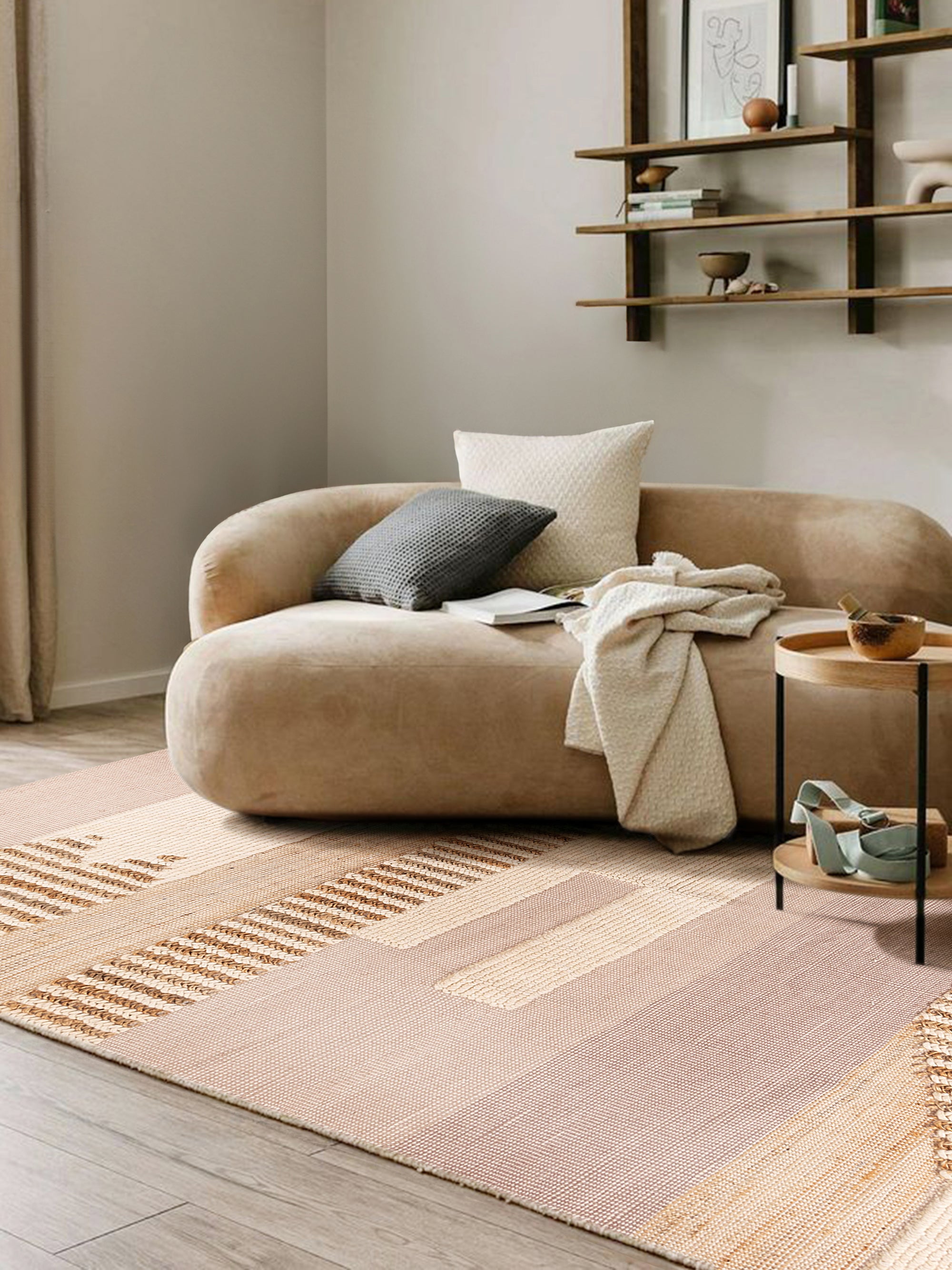 Beige and Cream Designer Rug – Elegant and Modern Aesthetic for Living Spaces