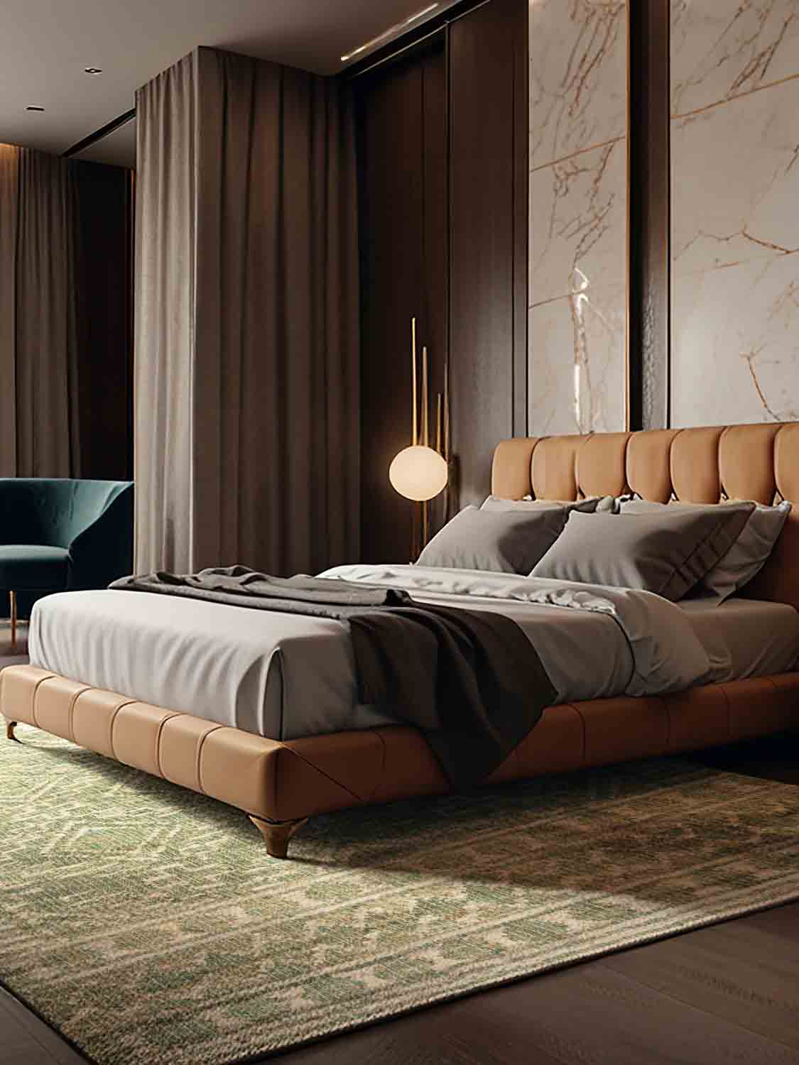 Low-pile cotton jute wool blend rug 5×8 in green and beige geometric design — crafted home accent