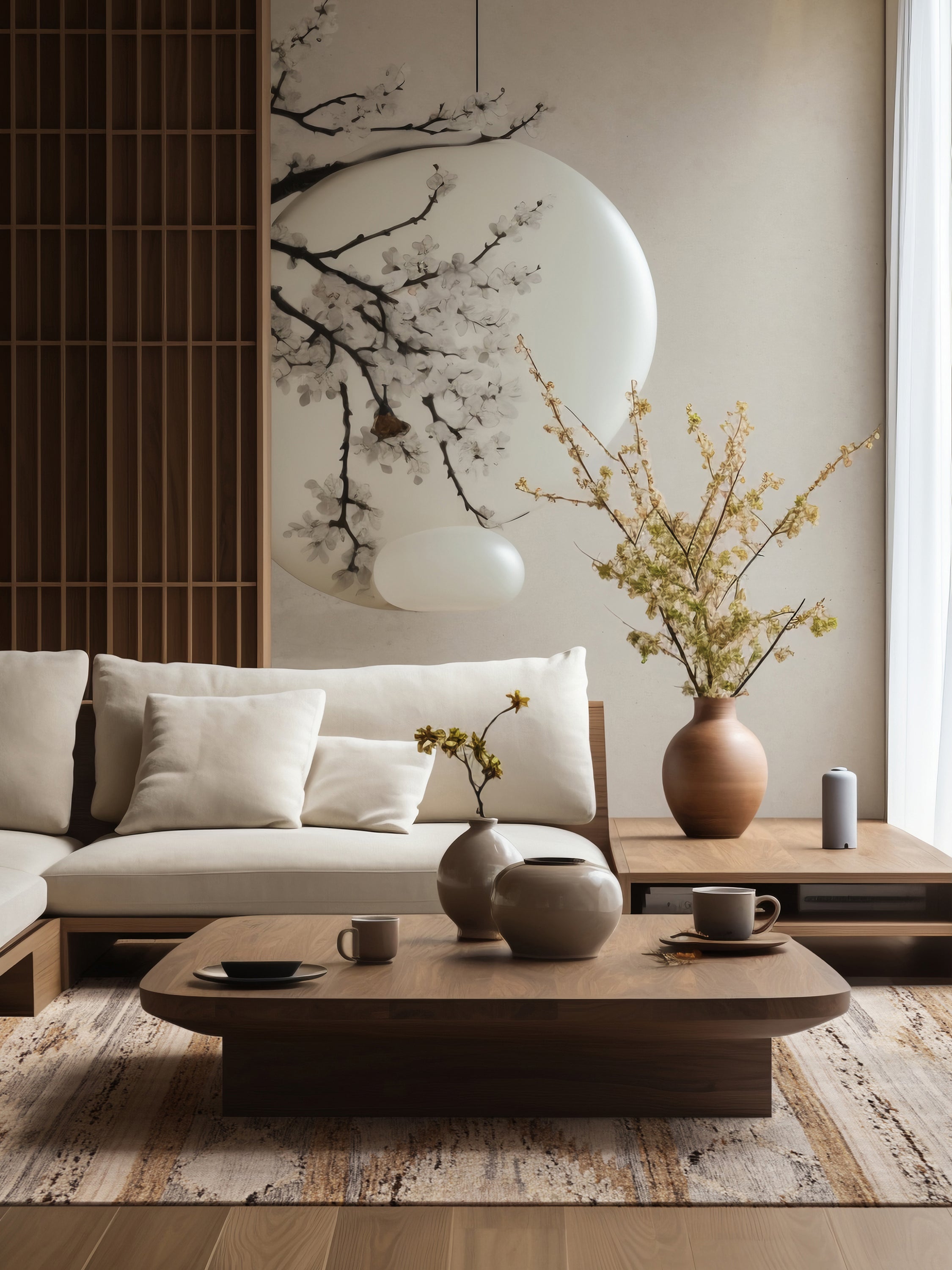 Soft low-pile area rug 5×8 in neutral beige tones with geometric texture — modern artisan floor piece