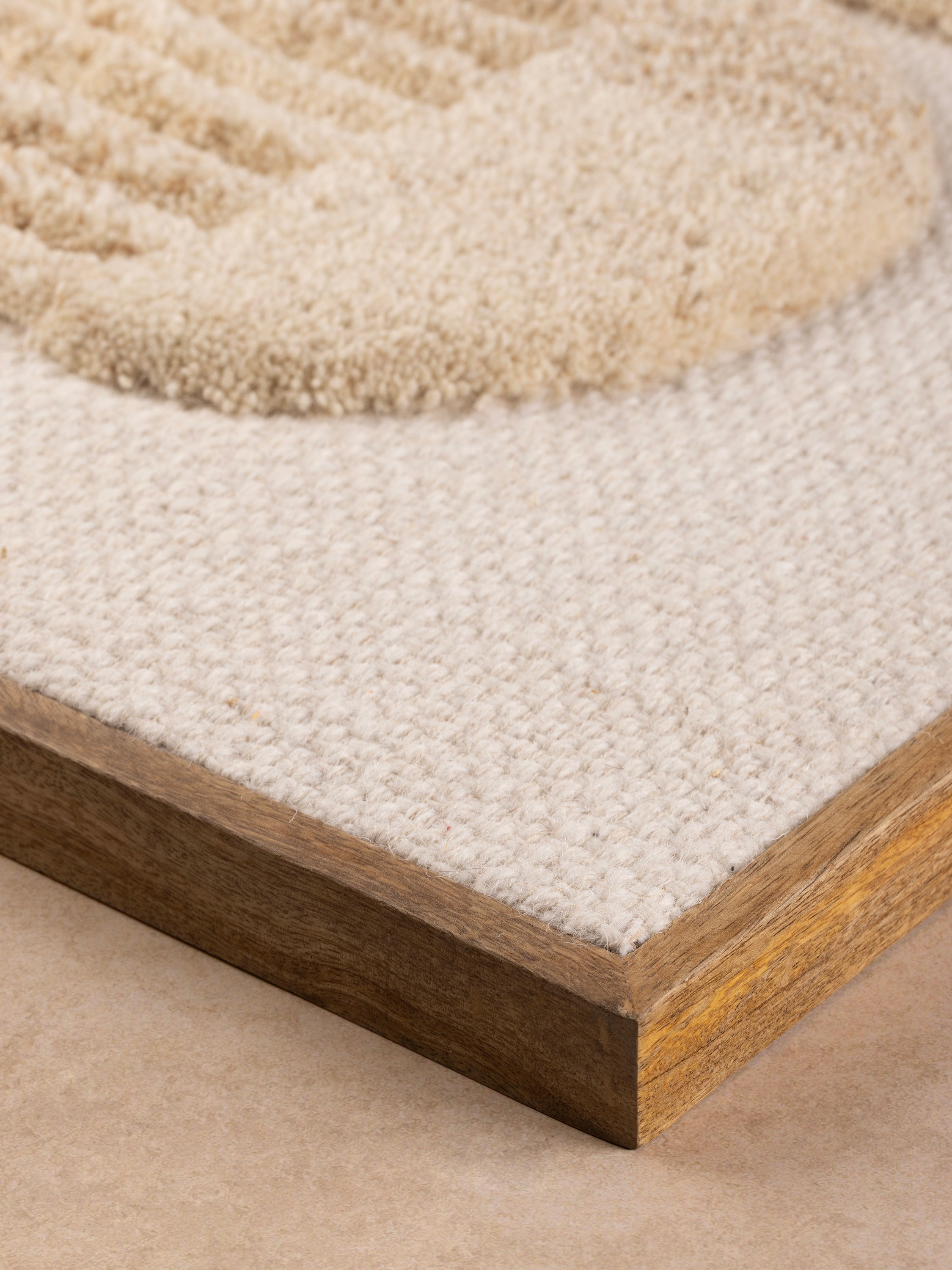 close-up of raised wool tufting on Aspen wall art surface