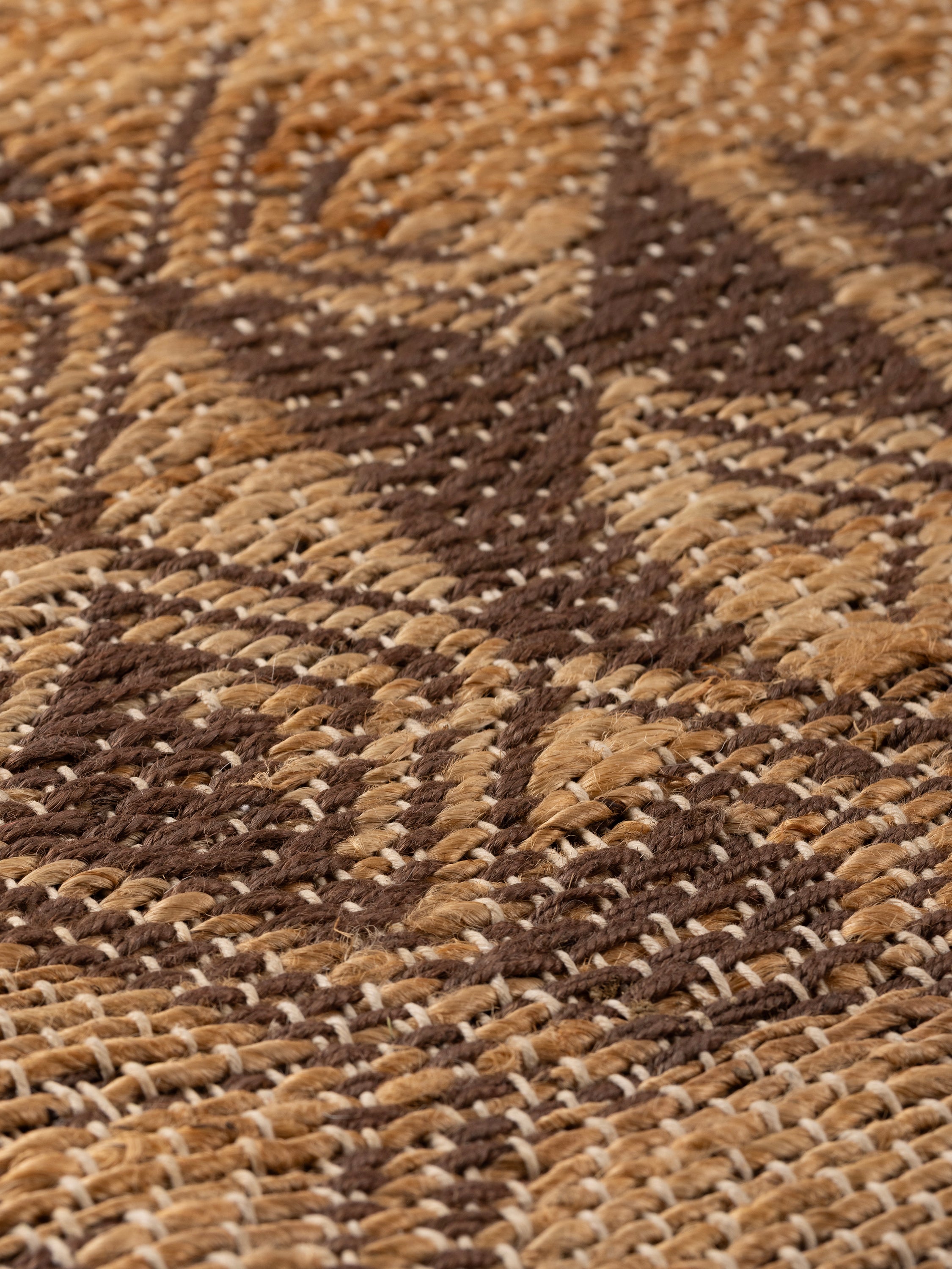 Madagascar wall art detail view of wood frame and woven jute texture