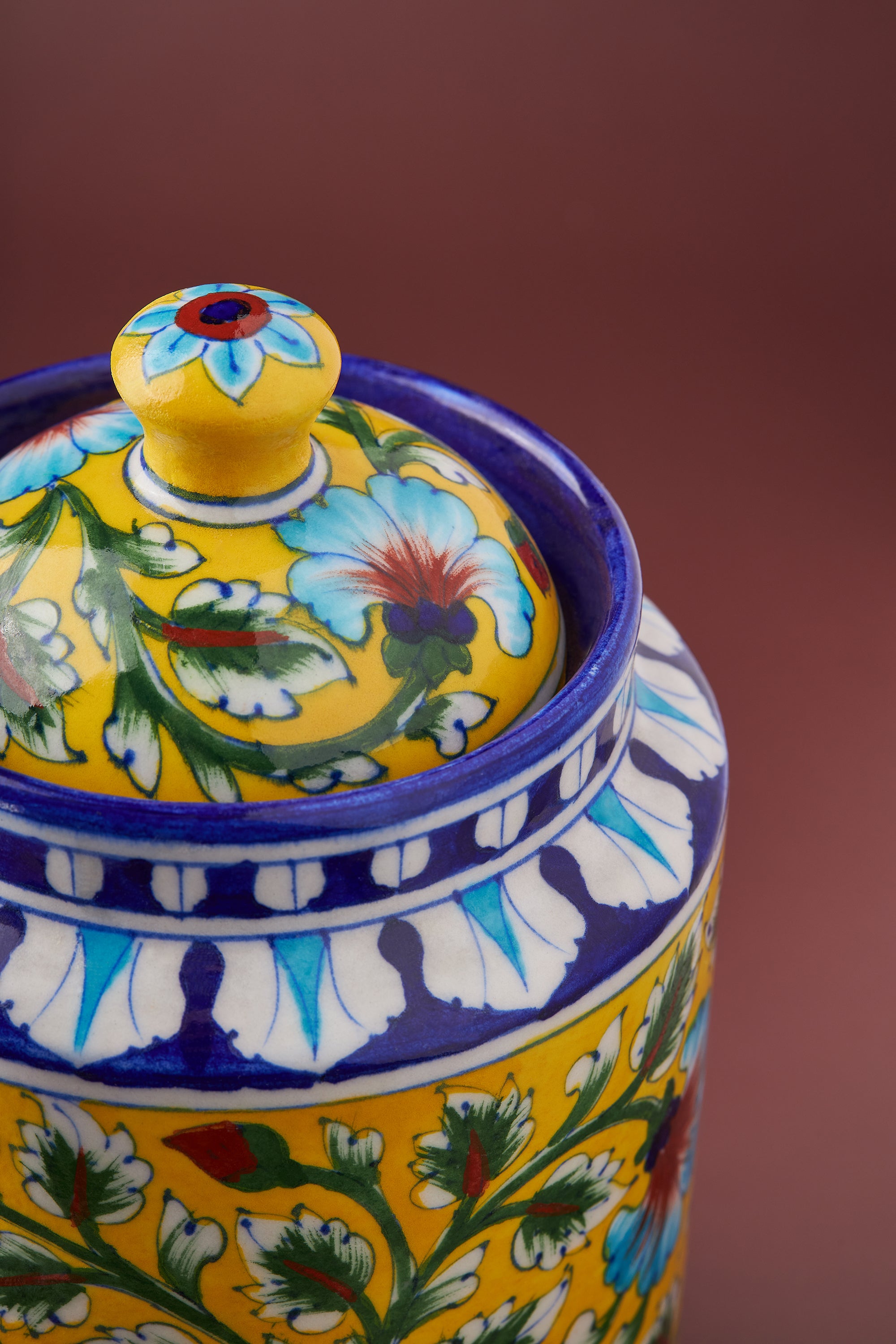 Artisan Handcrafted Decorative Ceramic Jar – Elegant Home Décor
A vibrant, handmade ceramic storage jar with a lid, featuring floral motifs and a glossy finish for a stylish touch