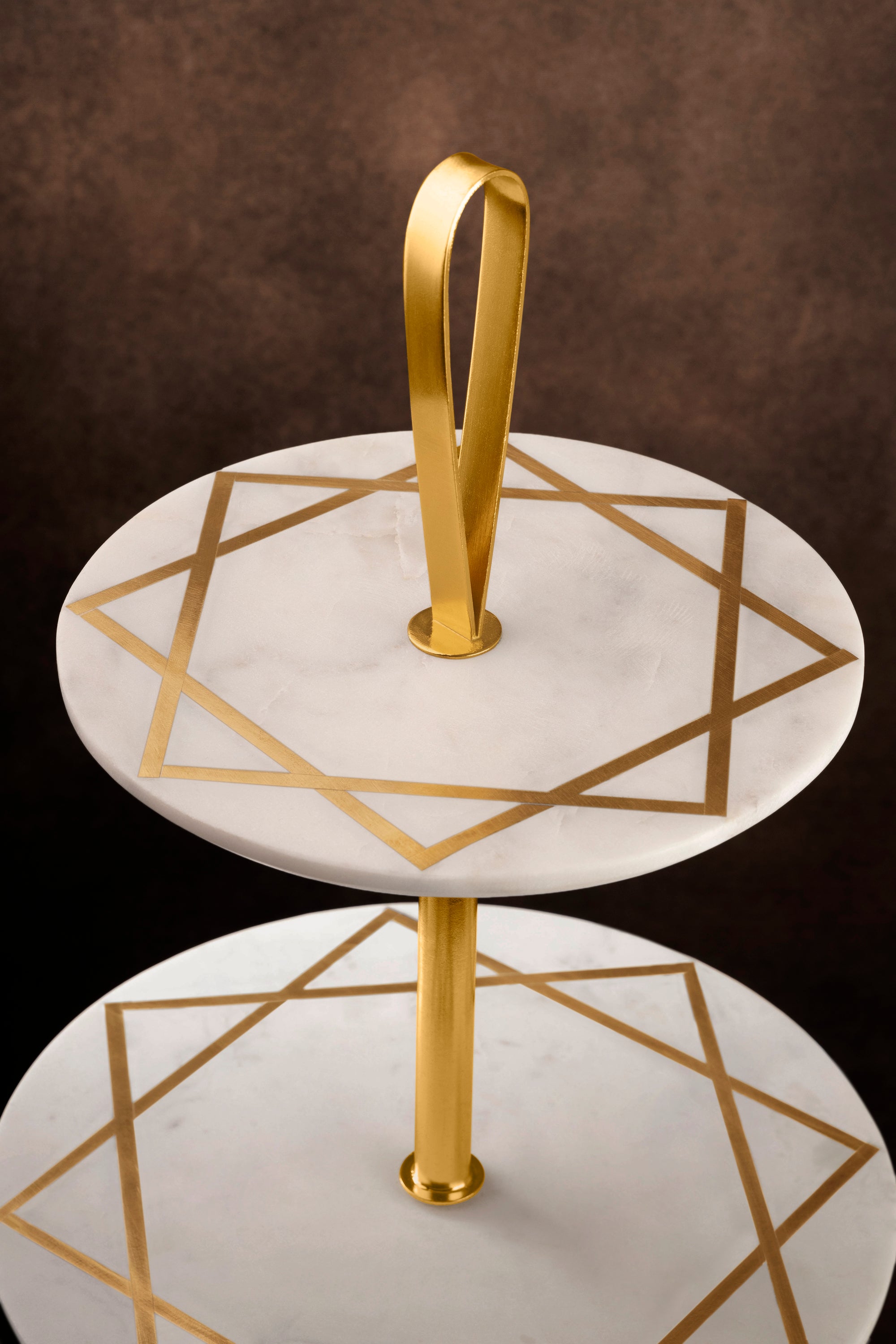 Artisan-made marble cake stand set featuring layered tiers and metallic accents — luxury serve-piece