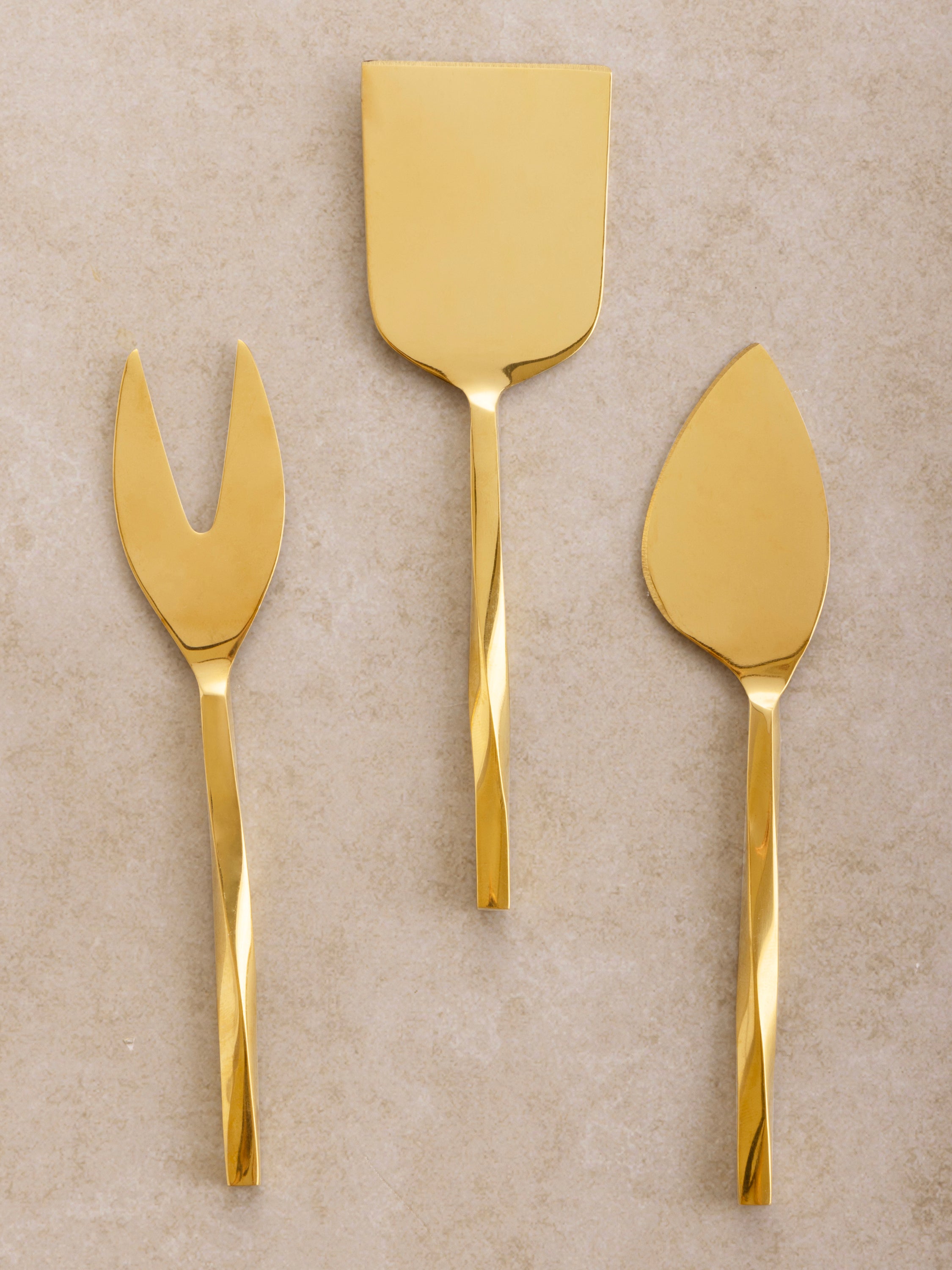 Elegant Gold Cheese Knife Set – Matte Stainless Steel 3-Piece Cheese Serving Utensils

