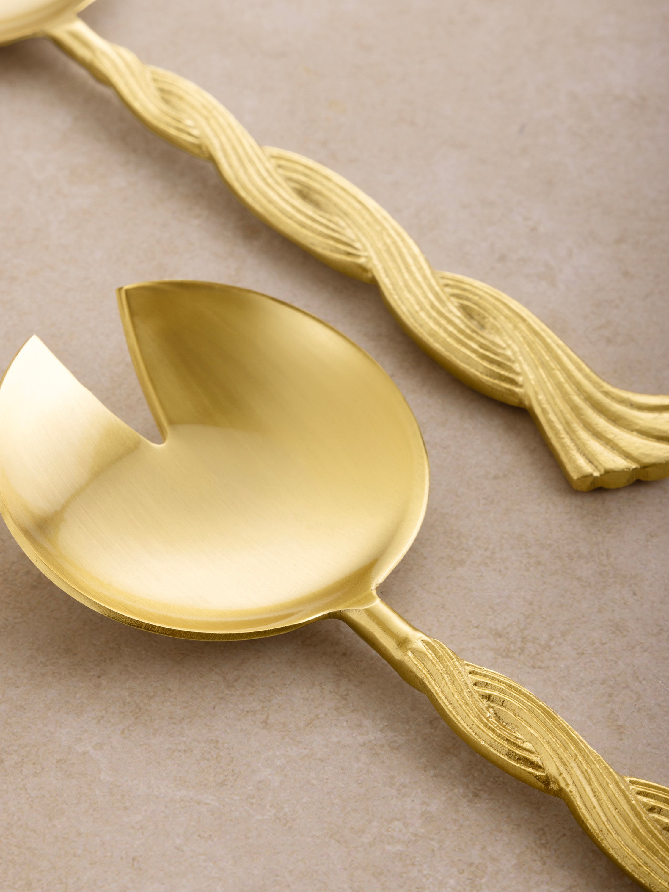 Chic Gold Stainless Steel Salad Servers for Elegant Dining – A stylish and functional two-piece salad serving set with a durable gold finish and ornate handles, ideal for hosting and gifting