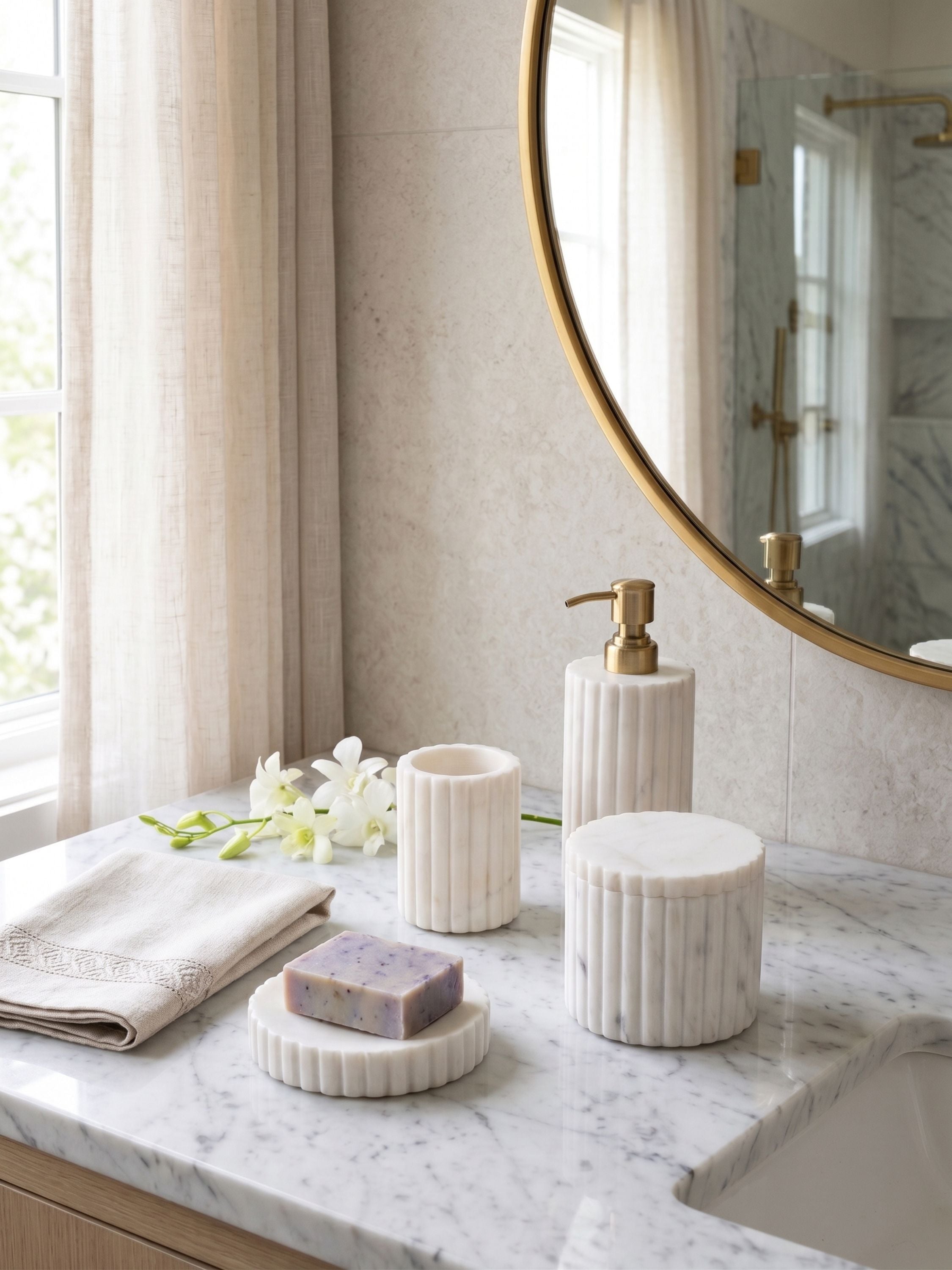 Roksana Marble Bath Set | GAURI KOHLI
