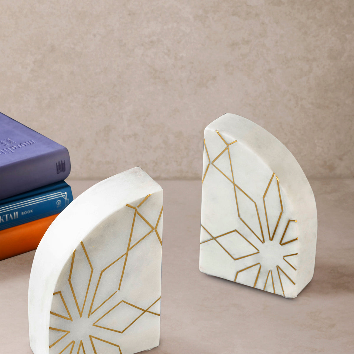 Enchant Marble & Gold Bookends | GAURI KOHLI