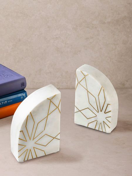 Enchant Marble & Gold Bookends | GAURI KOHLI