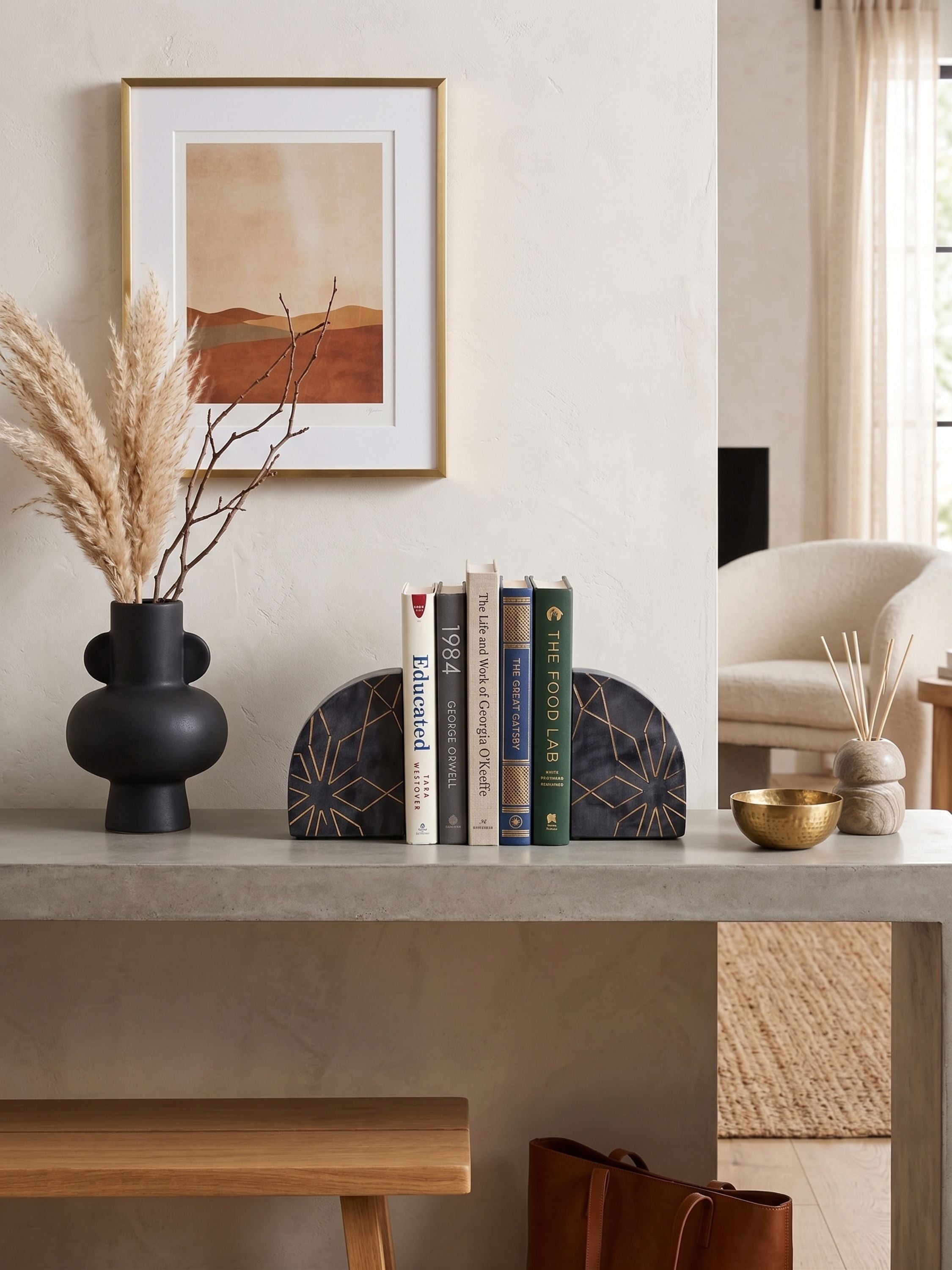 Enchant Marble & Gold Bookends | GAURI KOHLI