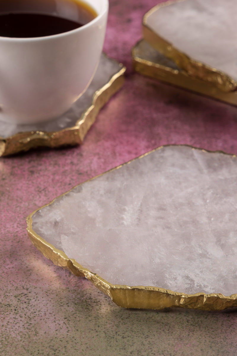 agate coasters with gold
