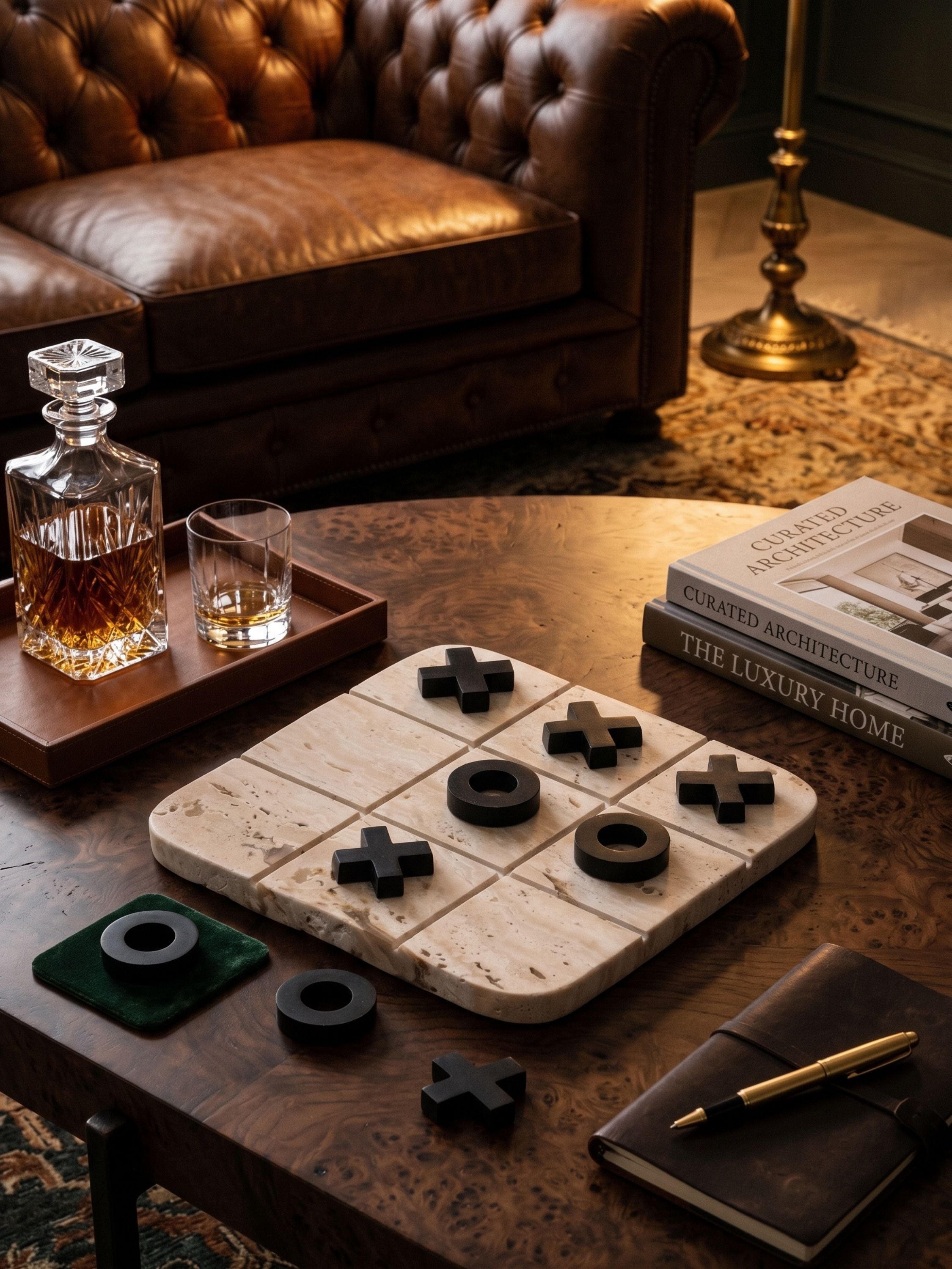 Monty Travertine Tic-Tac-Toe