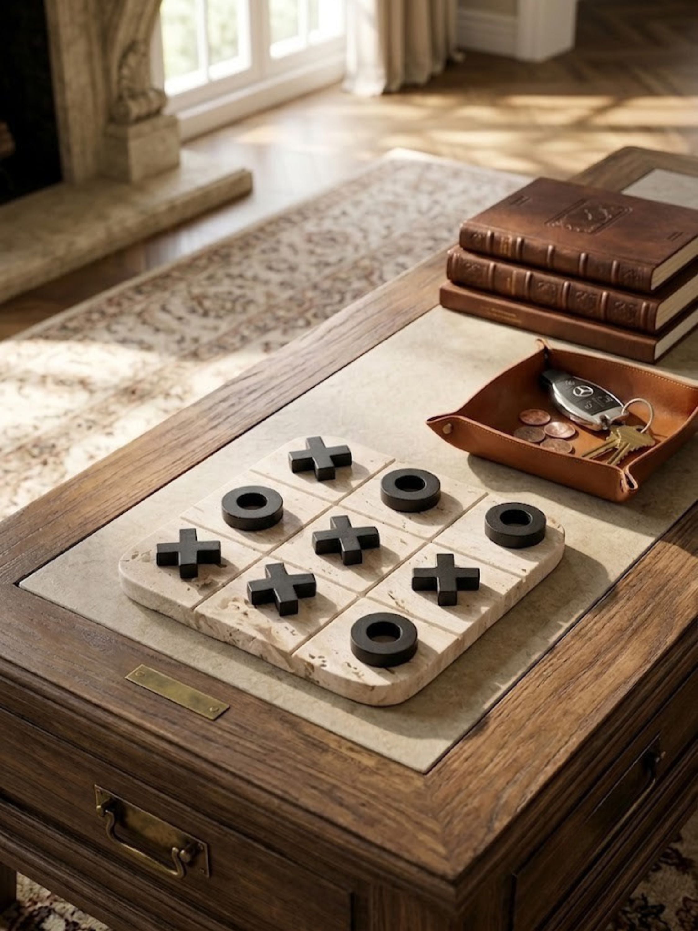 Monty Travertine Tic-Tac-Toe