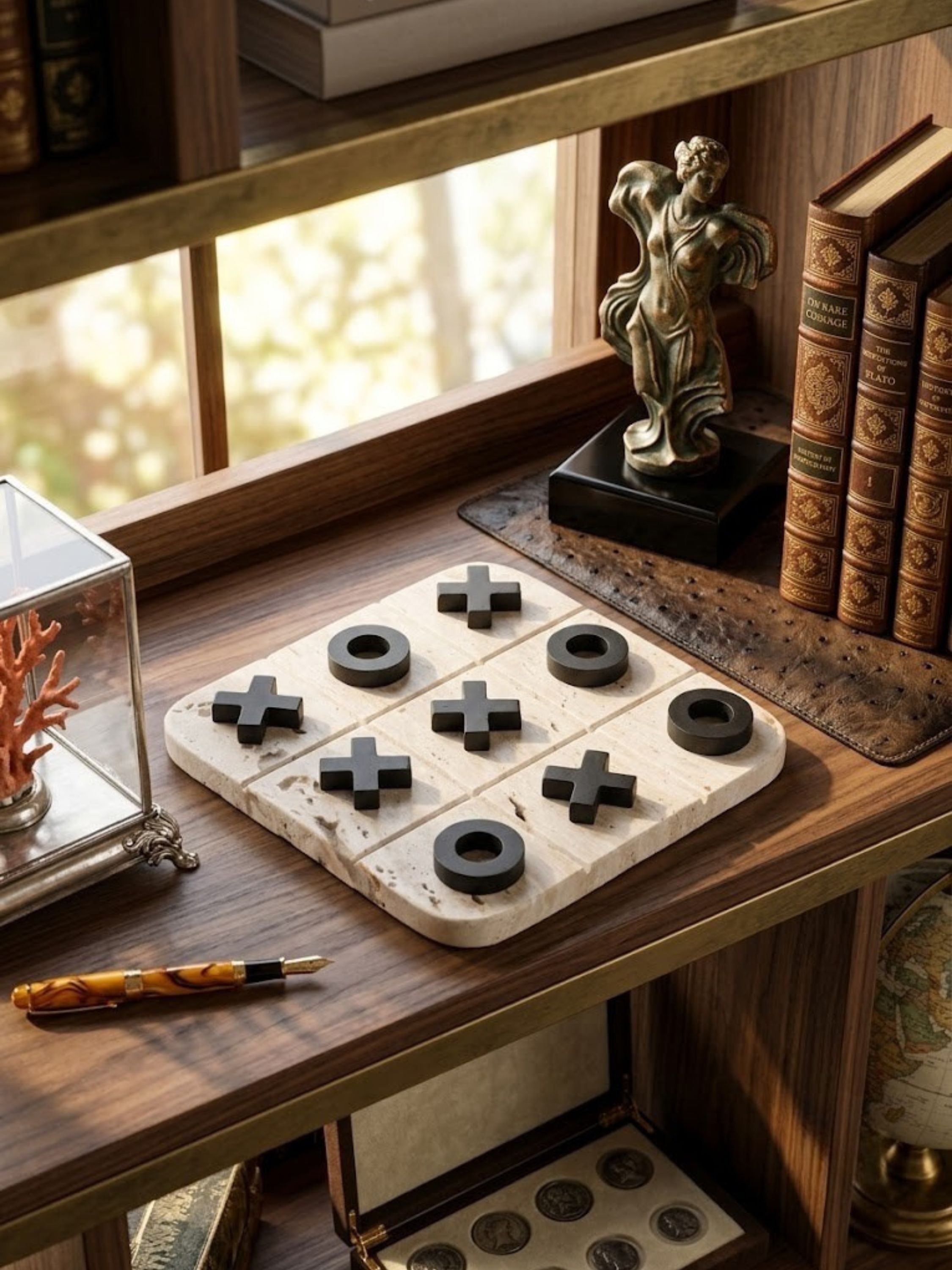 Monty Travertine Tic-Tac-Toe