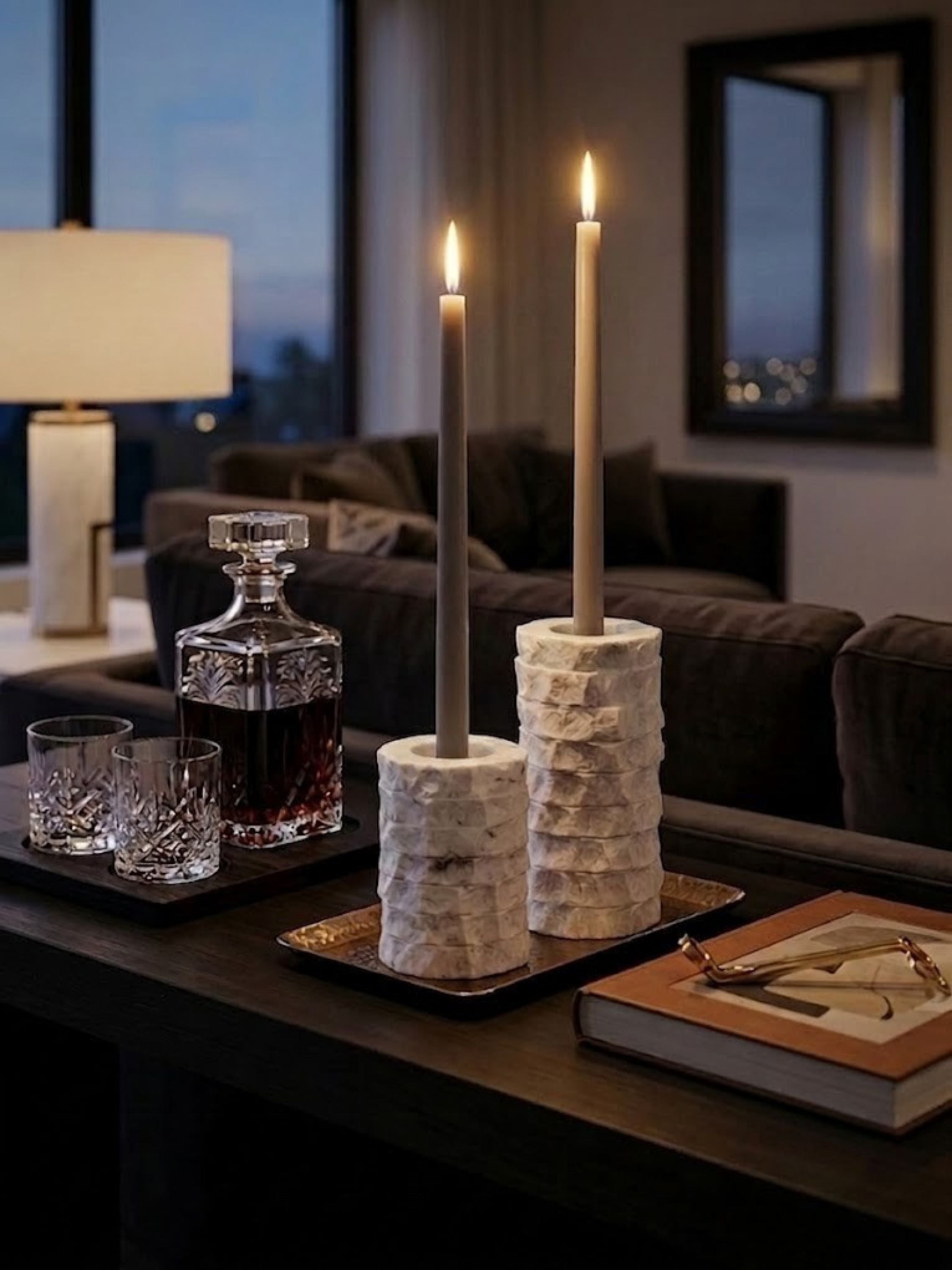 Flores Marble Candle Holders