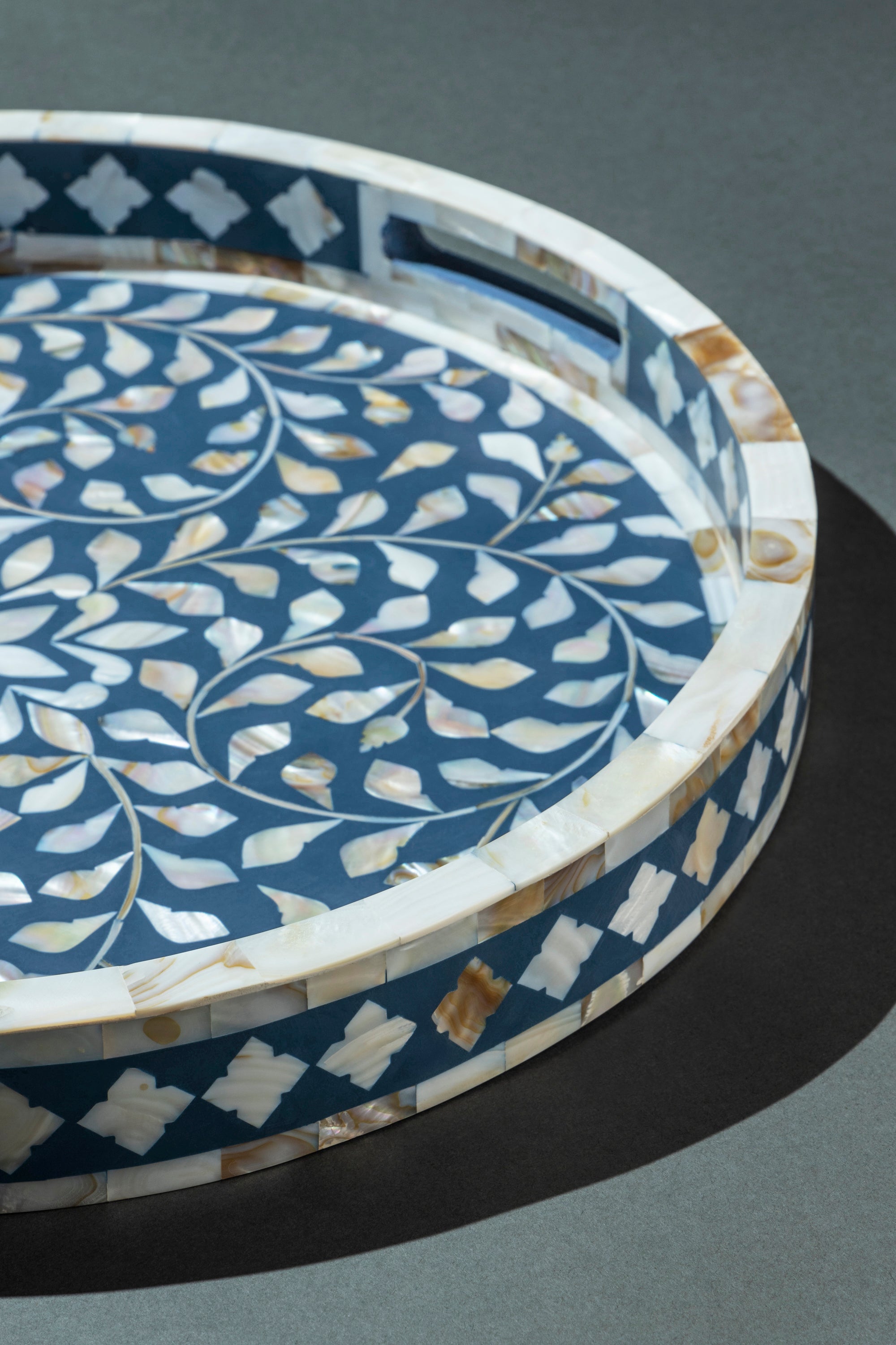 Luxury Blue Serving Tray for Coffee Table & Home Decor
