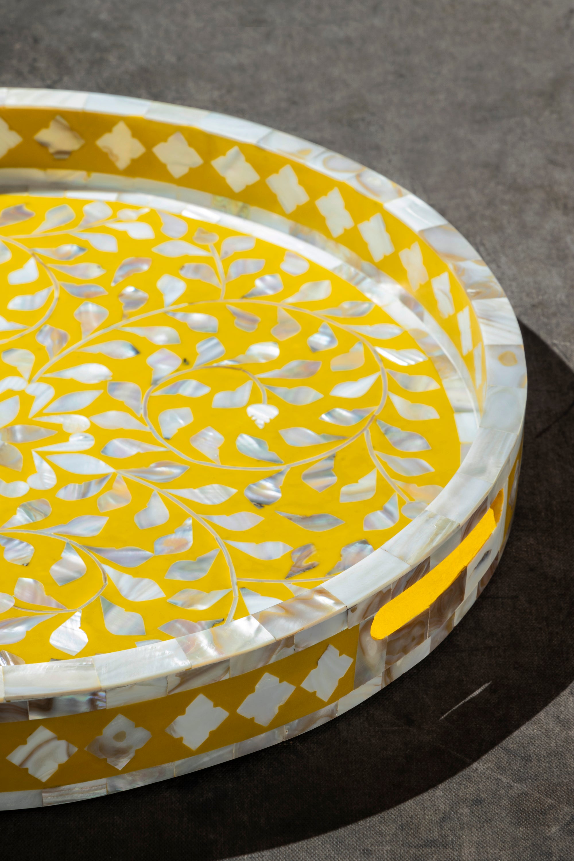 Luxury Mother of Pearl Inlay Tray – Perfect for Coffee Tables & Ottoman Styling
