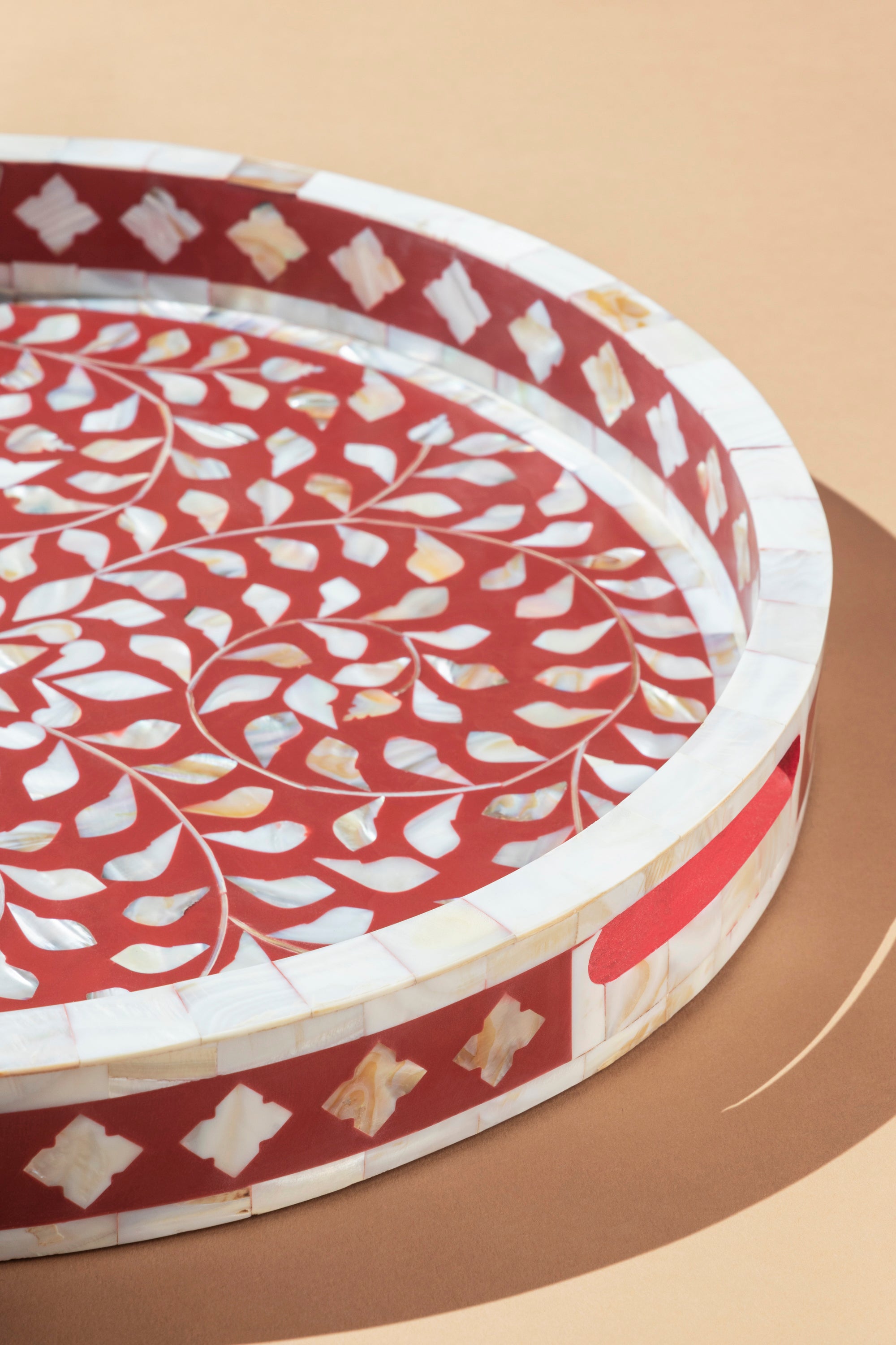 Luxury Mother of Pearl Inlay Tray for Ottoman, Coffee Table, or Serving
