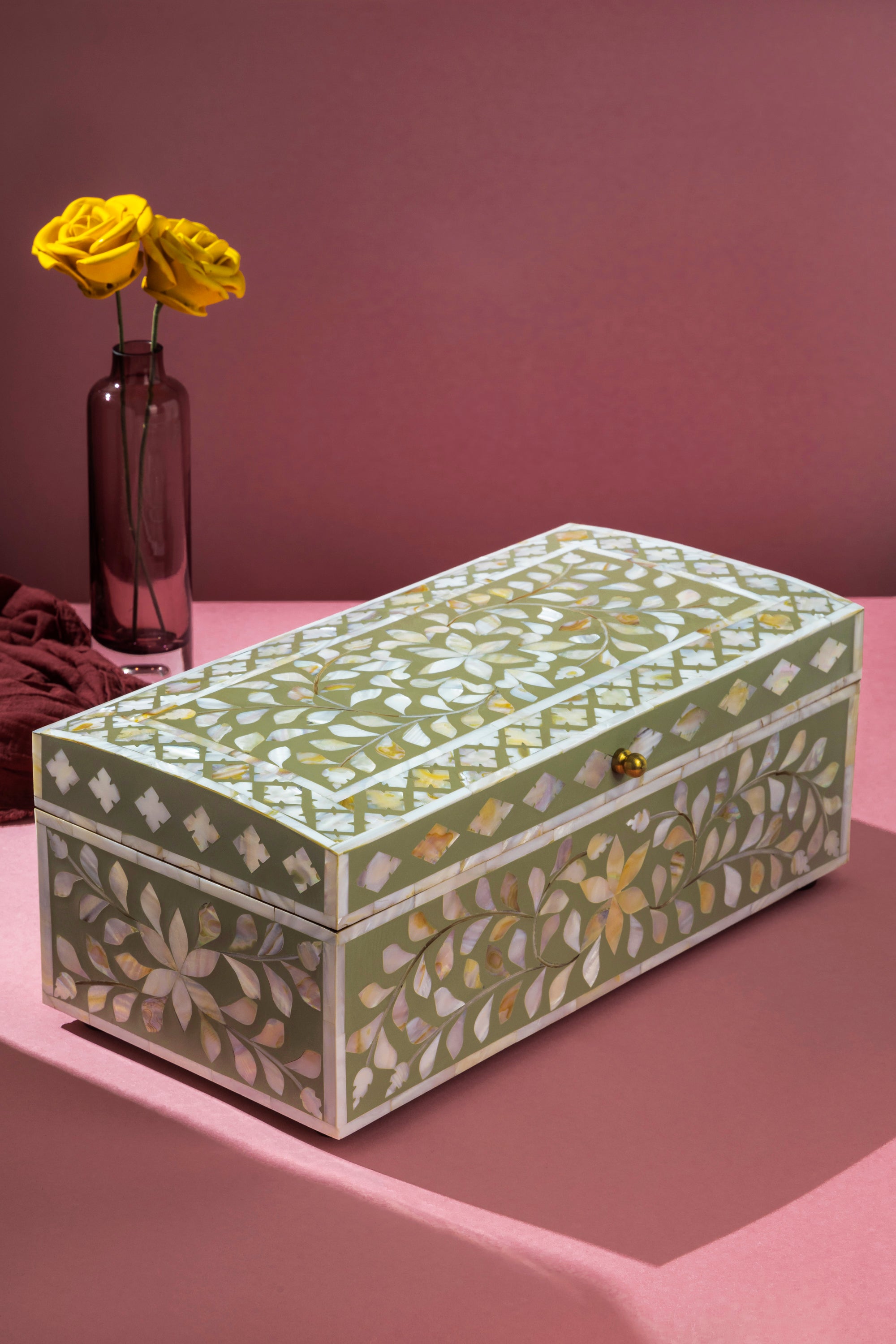 Handcrafted Mother of Pearl Storage Box – Vintage-Inspired Keepsake

