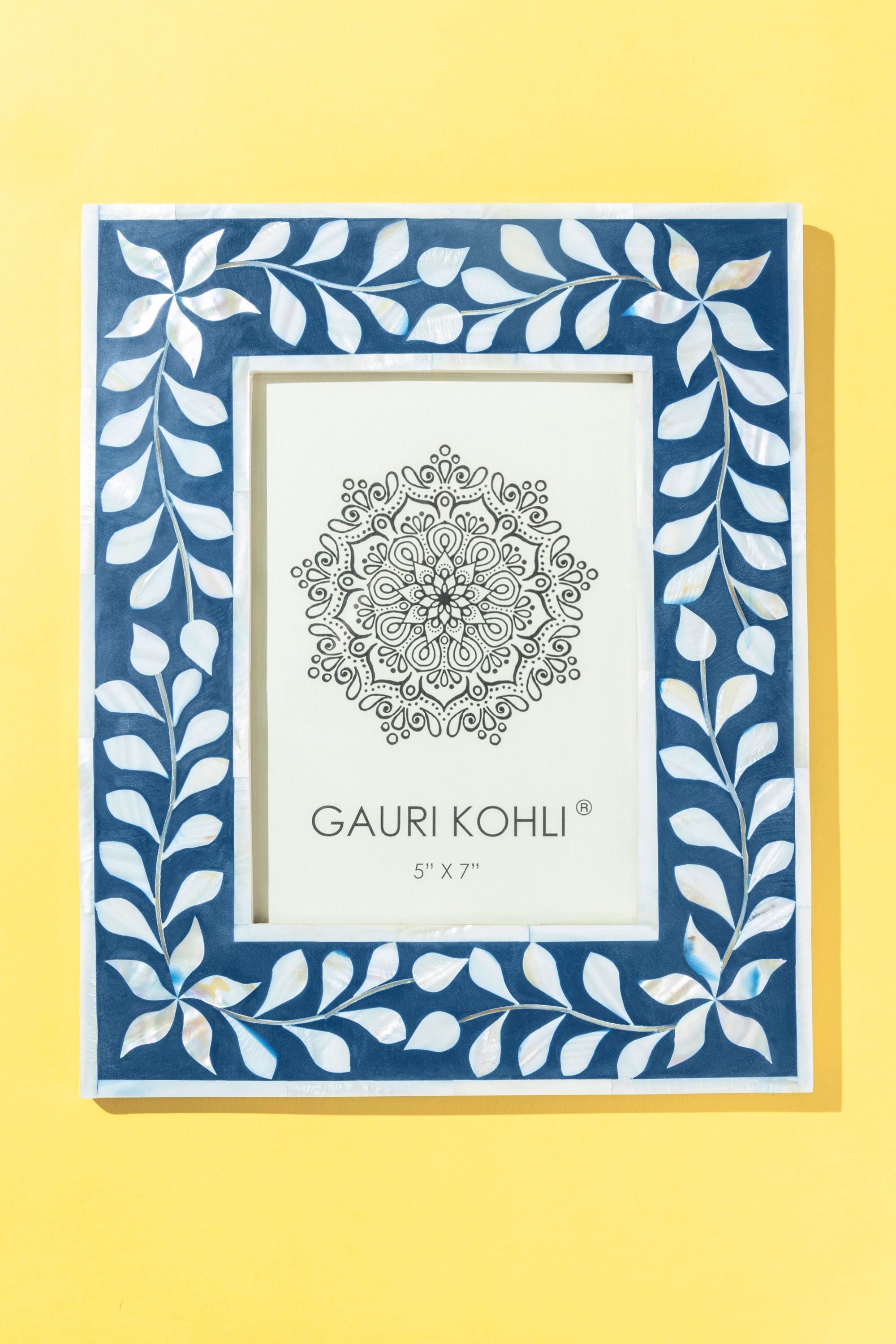 Elegant Blue Mother of Pearl Inlay Picture Frame – Stylish 5x7 Home Decor Accent
