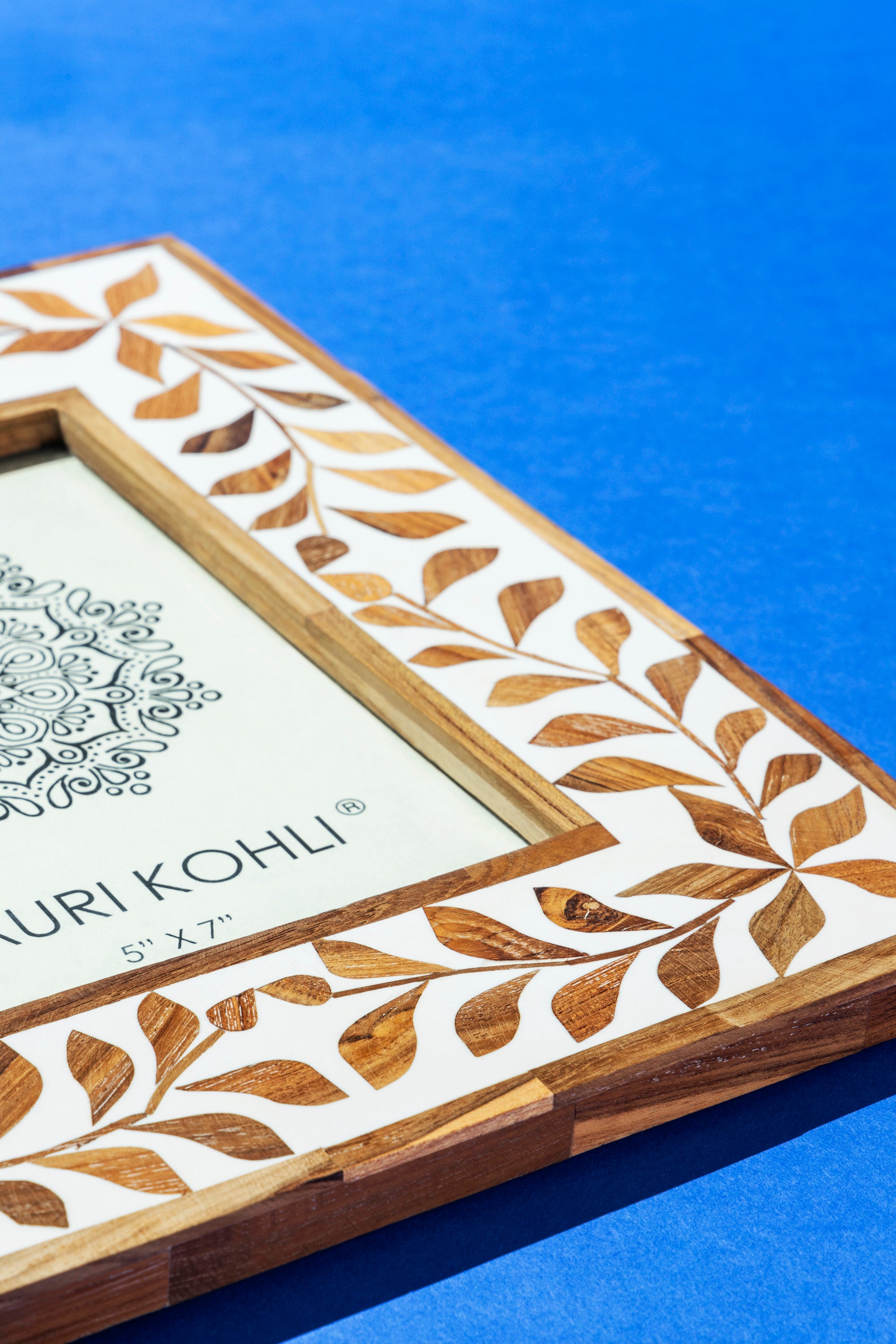 Premium Floral Wood Inlay Picture Frame – Perfect for Home or Office Decor
