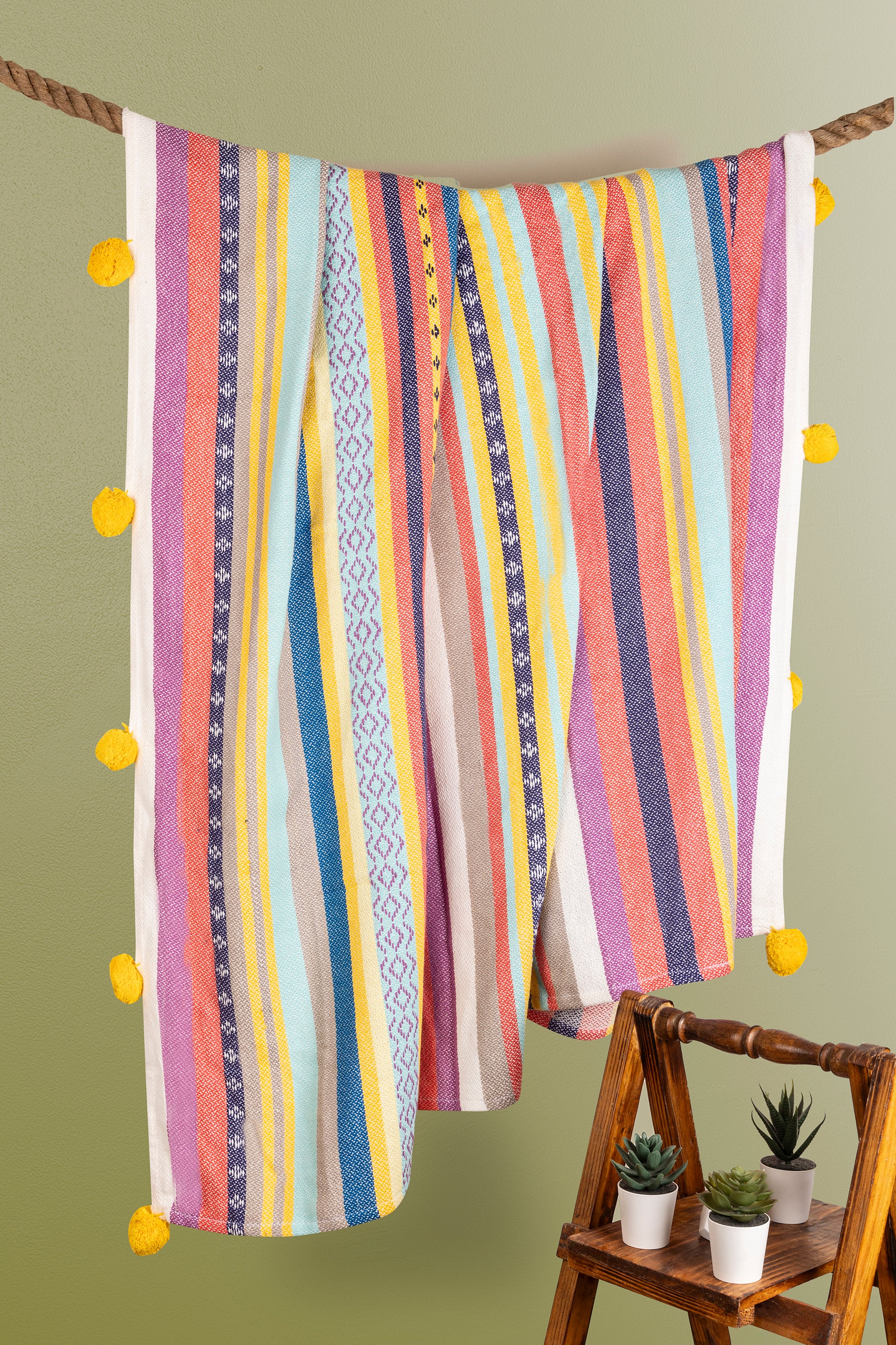 Multicolored Stripe Cotton Wall Hanging Multicolored Stripe Cotton Wall Hanging
