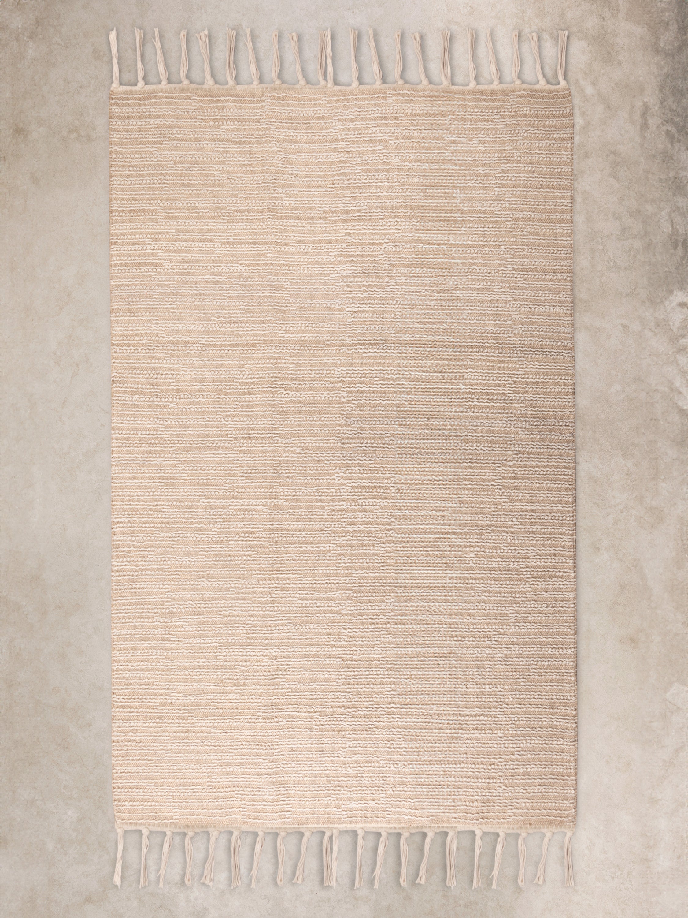 Neutral Beige Handwoven Area Rug – Minimalist Design with Textured Details

