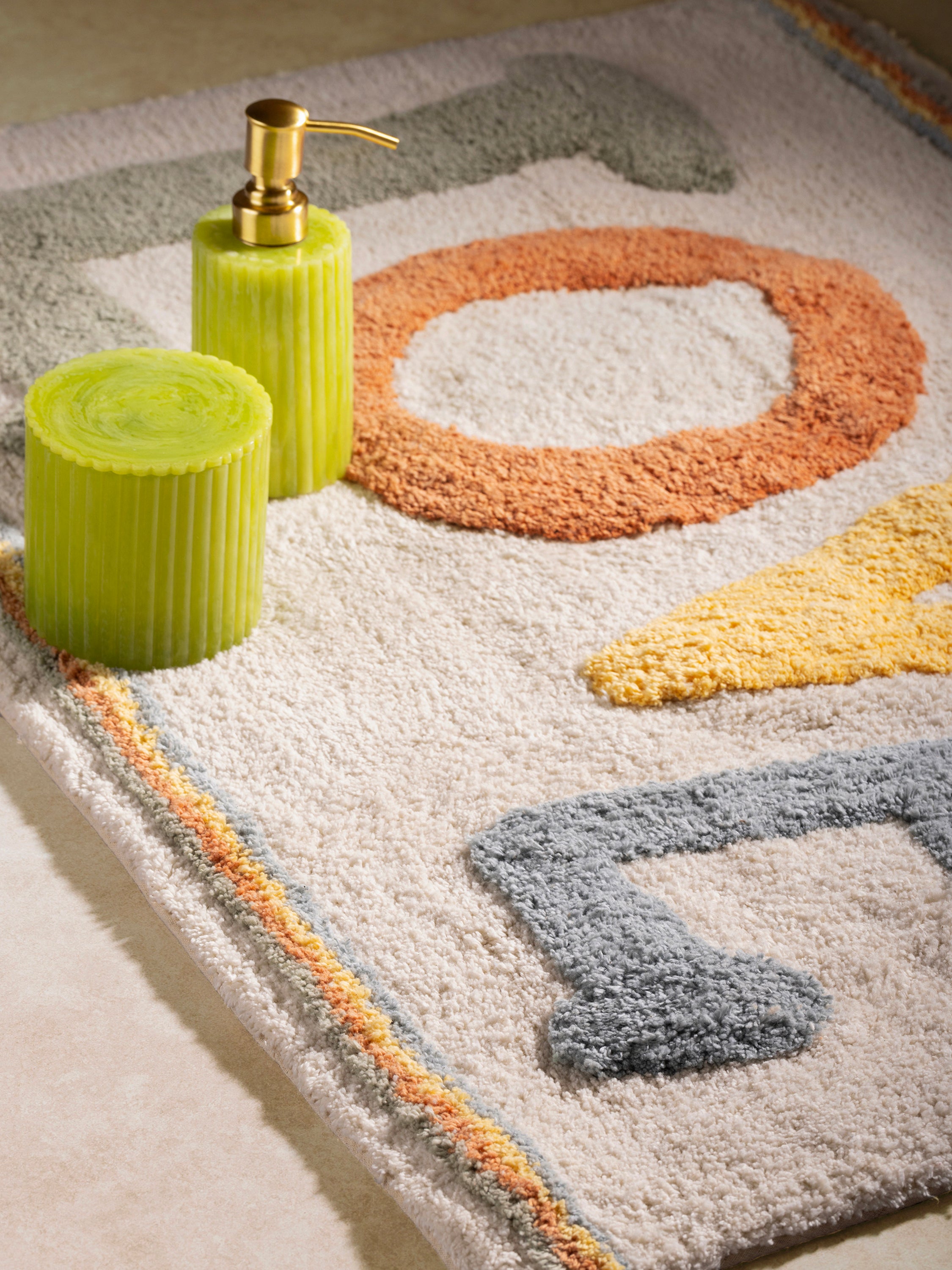 Playful and Vibrant Bathroom Rug – Luxury Cotton with Fun Typography