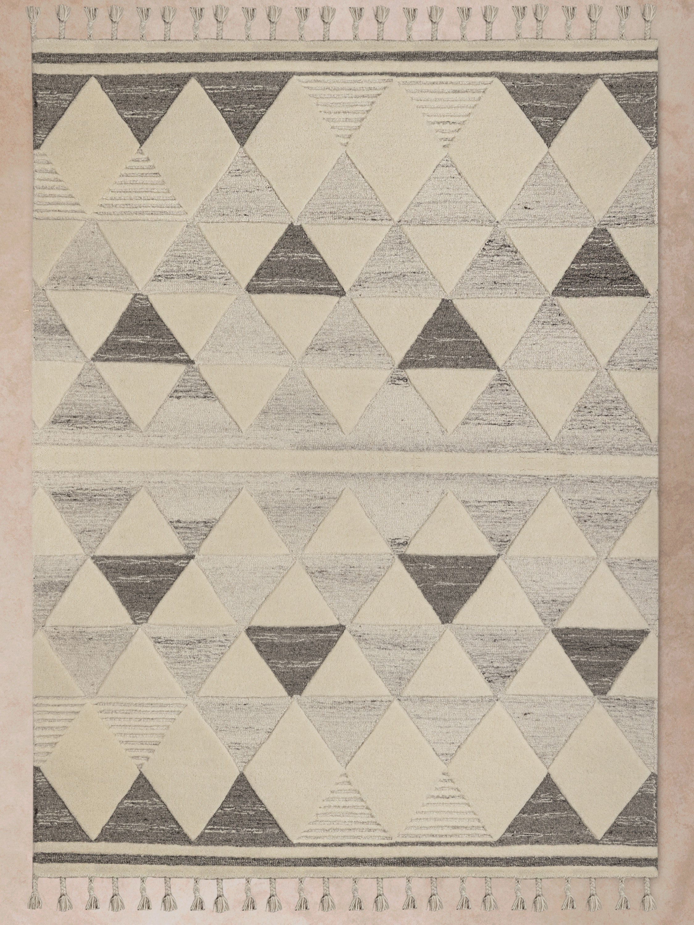 GAURI KOHLI Okinawa Area Rug in Ivory and Charcoal – Top View