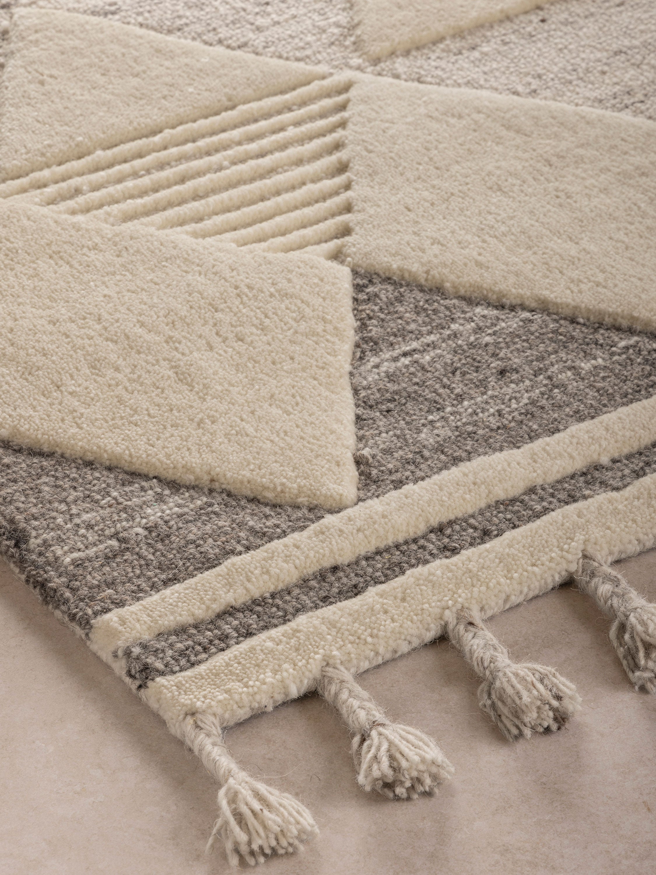 Corner Detail of Handmade Wool Area Rug by GAURI KOHLI