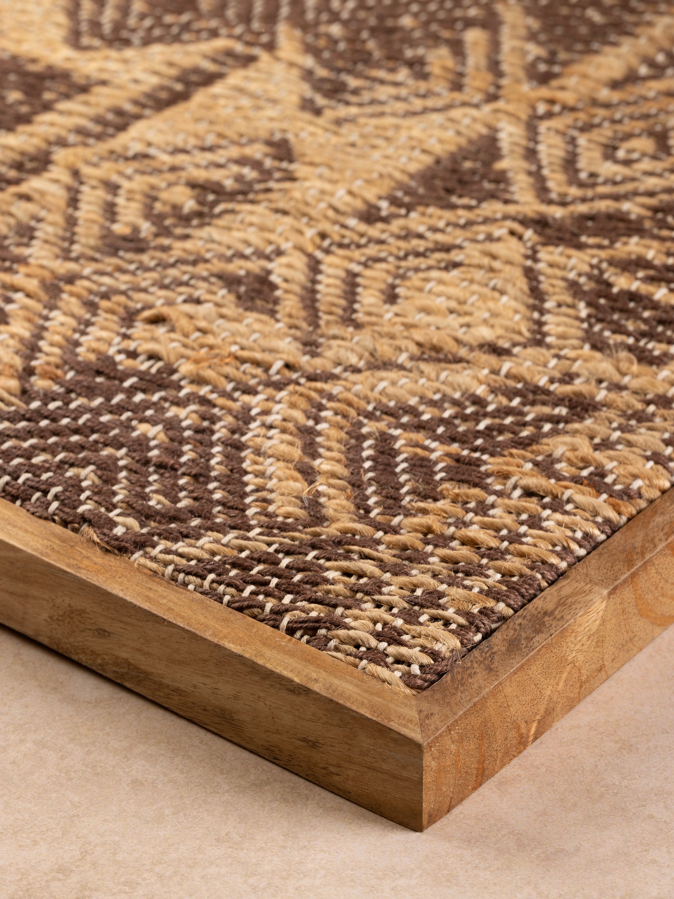 close-up of textured jute jacquard weave on Madagascar wall art panel