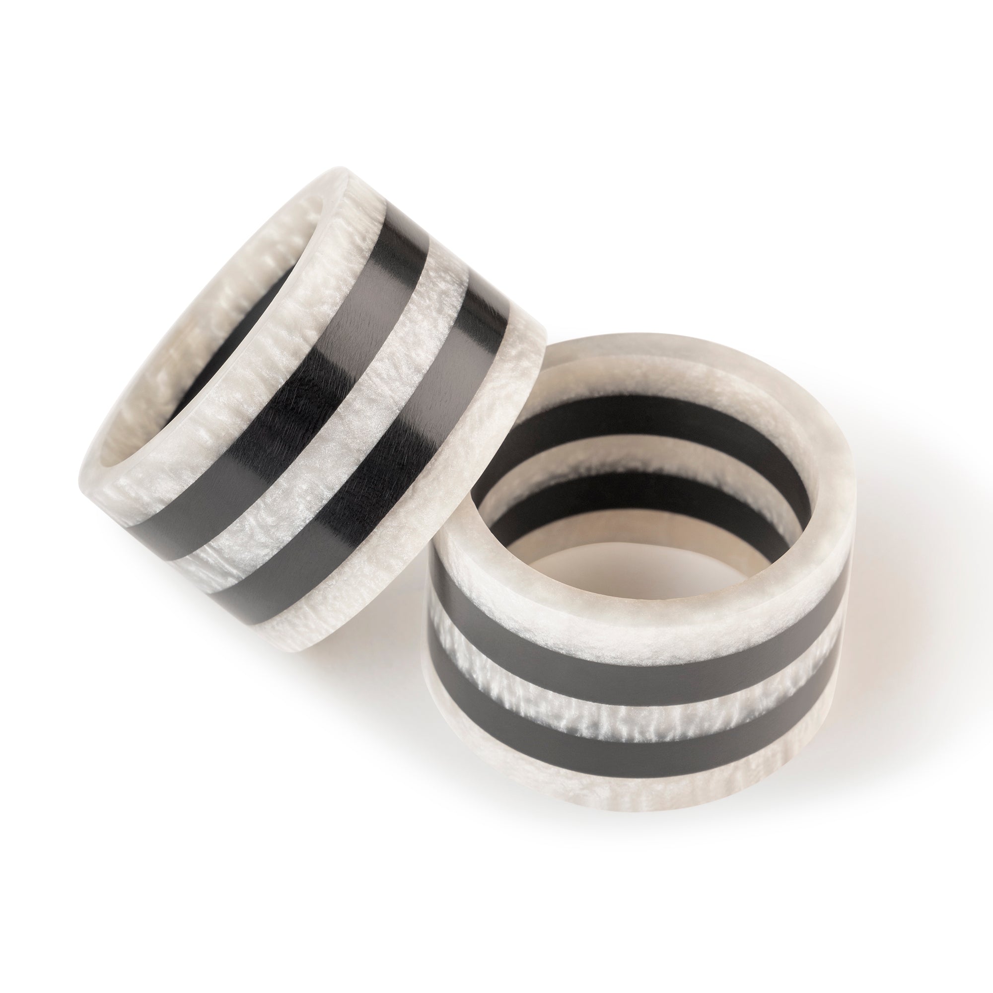 napkin rings black and white