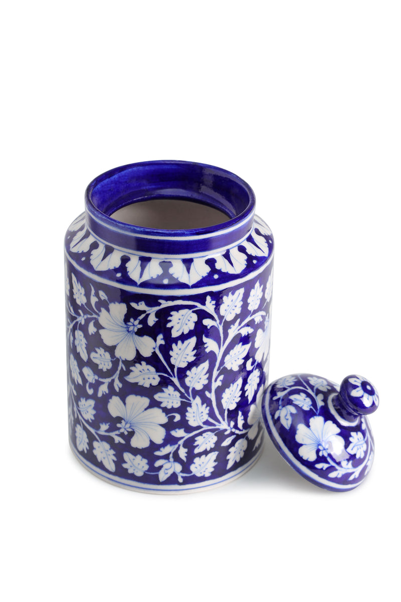 Matte Food Storage Jar Blue and White
