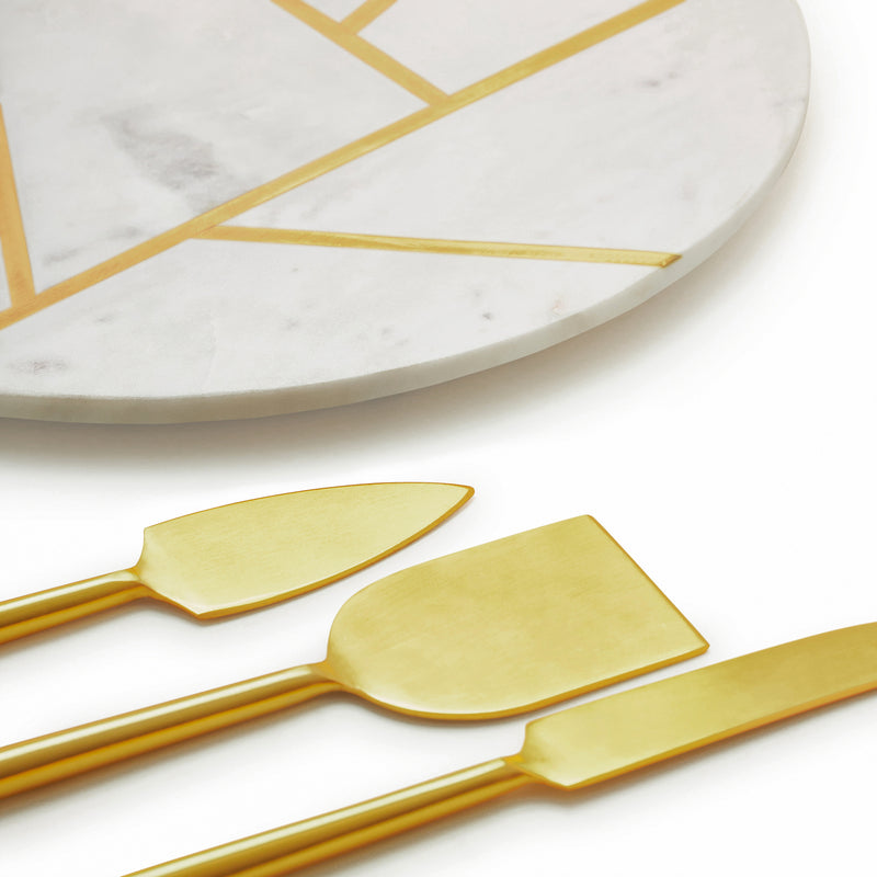 Marble Serving Board Set with Cheese Knives