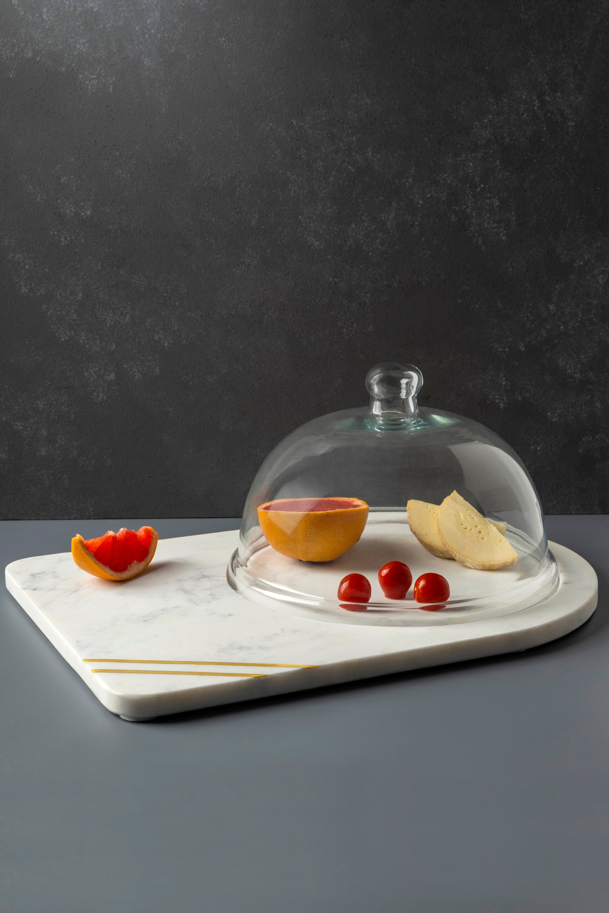 Glass Cheese Cloche Dome on Marble base