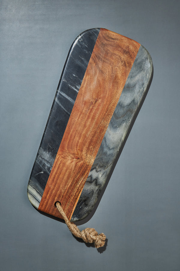 Extra Large Marble & Wood Cutting Board 18 x 8 x 0.75 Inches Thick
