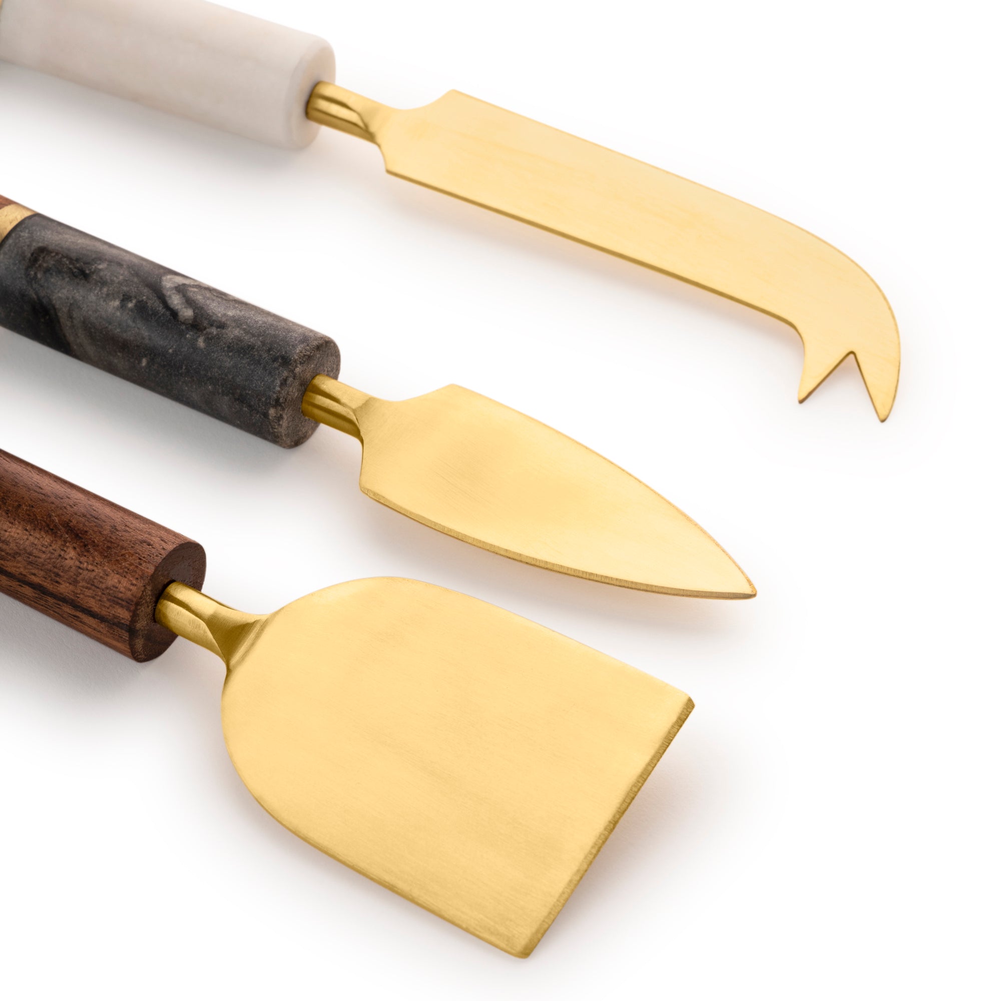 Cheese Knives with Marble & Wood Handle