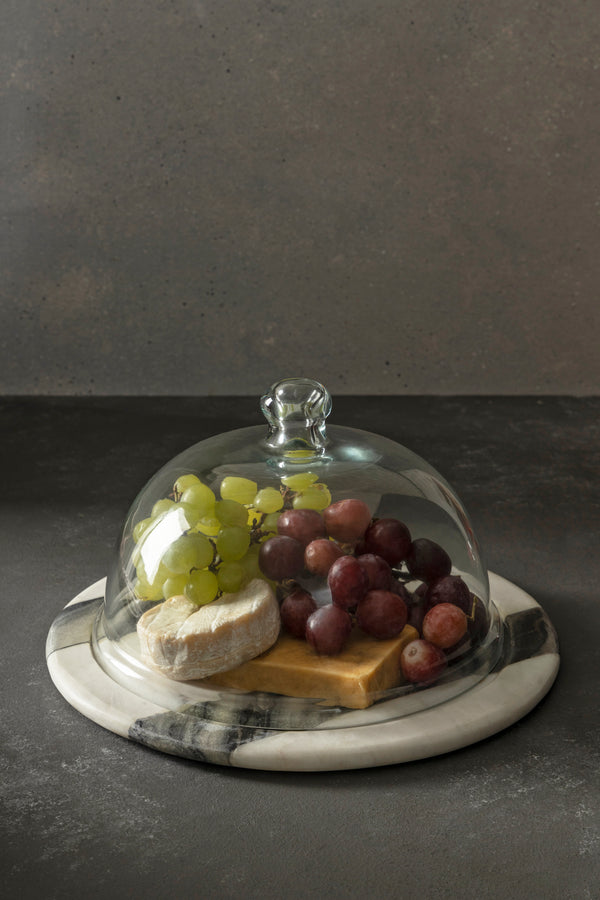 Marble Plate with Glass Dome